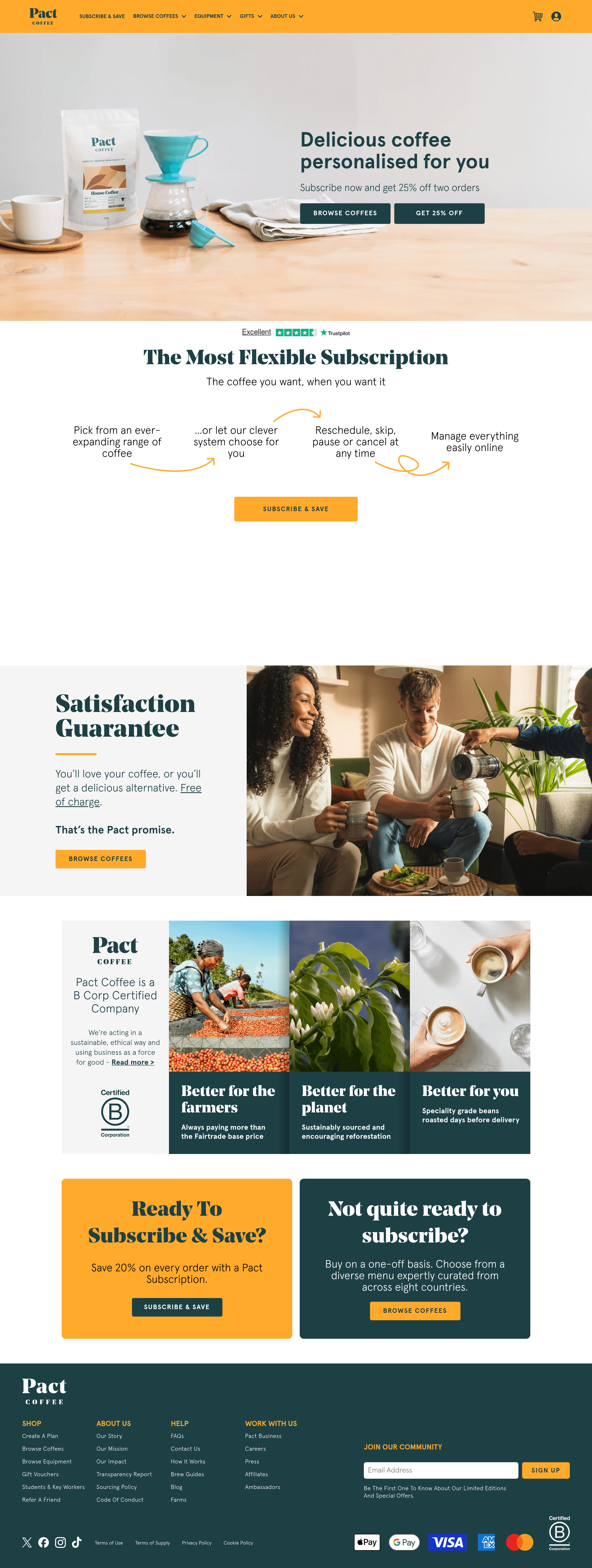 Pactcoffee landing page screenshot