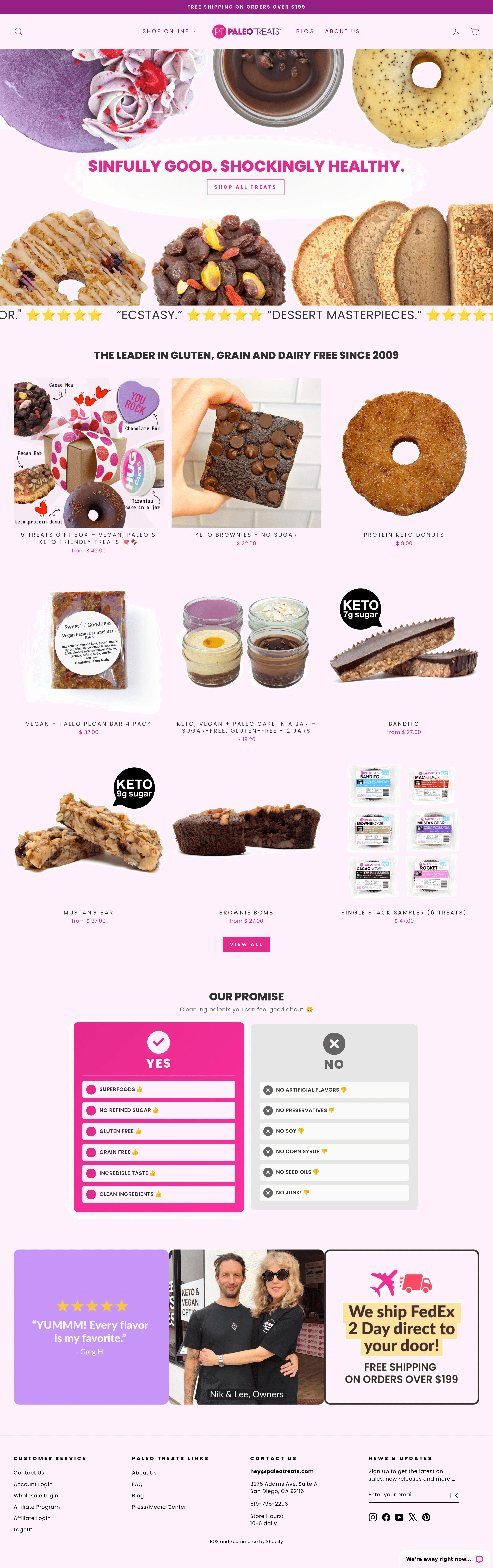 Paleotreats landing page screenshot