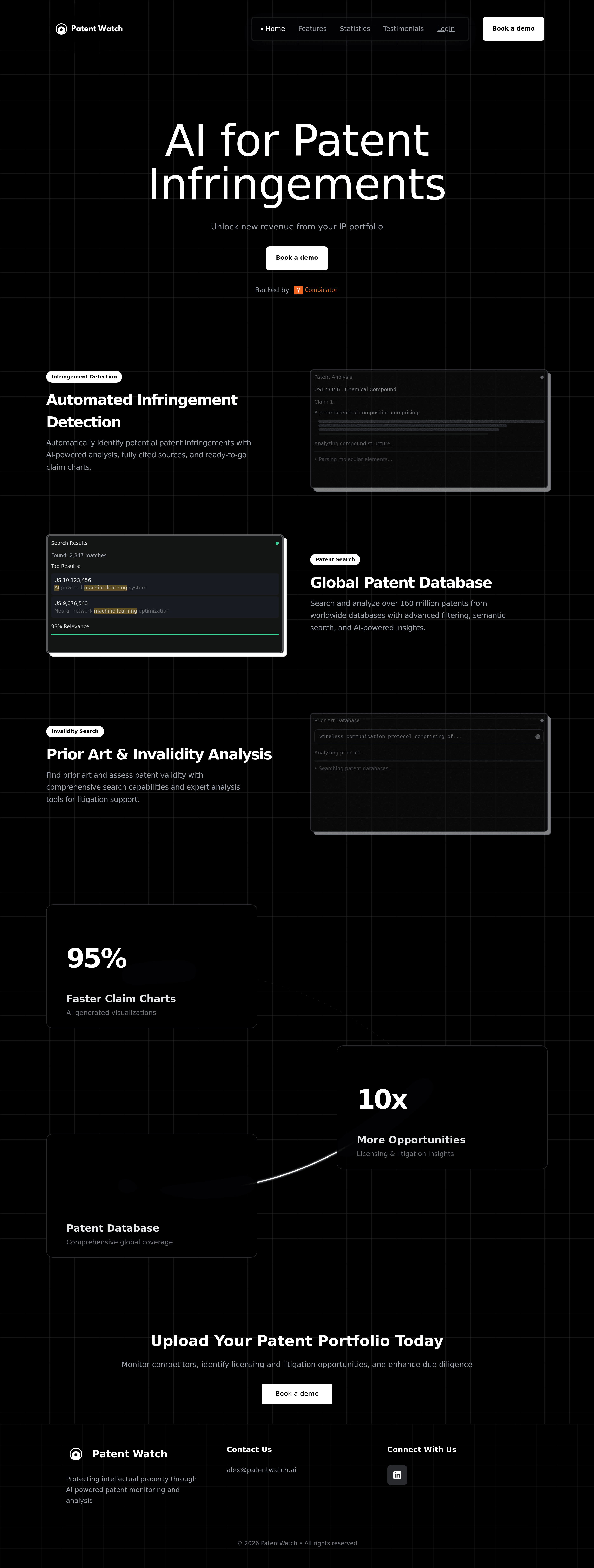 Patent Watch landing page screenshot