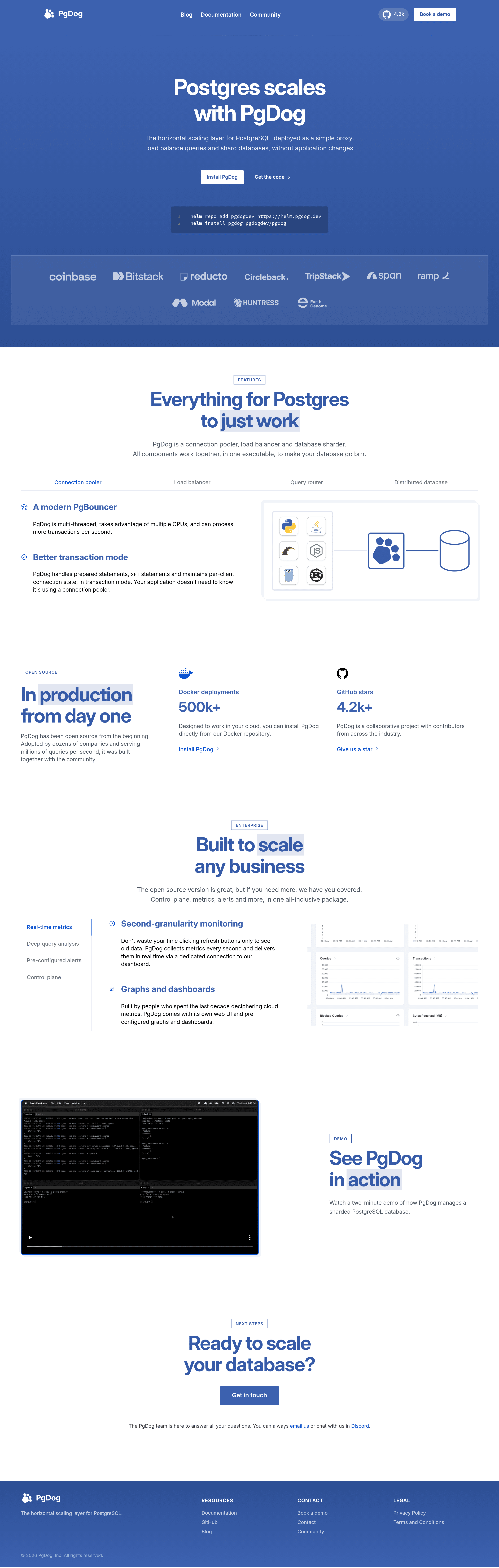 PgDog landing page screenshot
