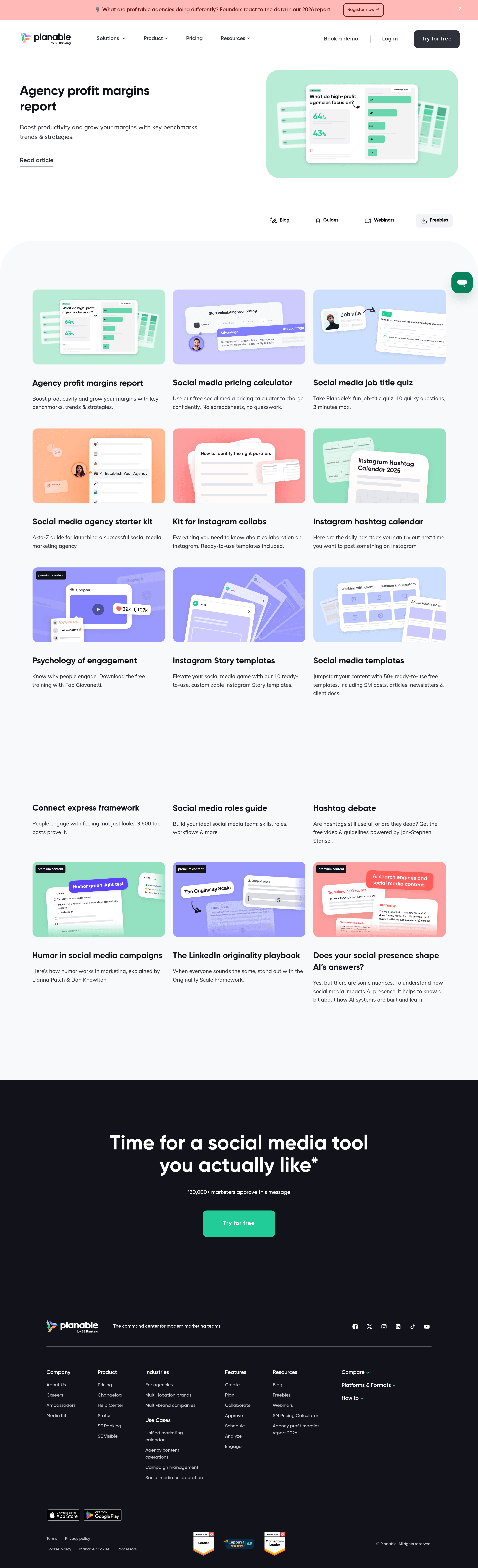 Planable landing page screenshot