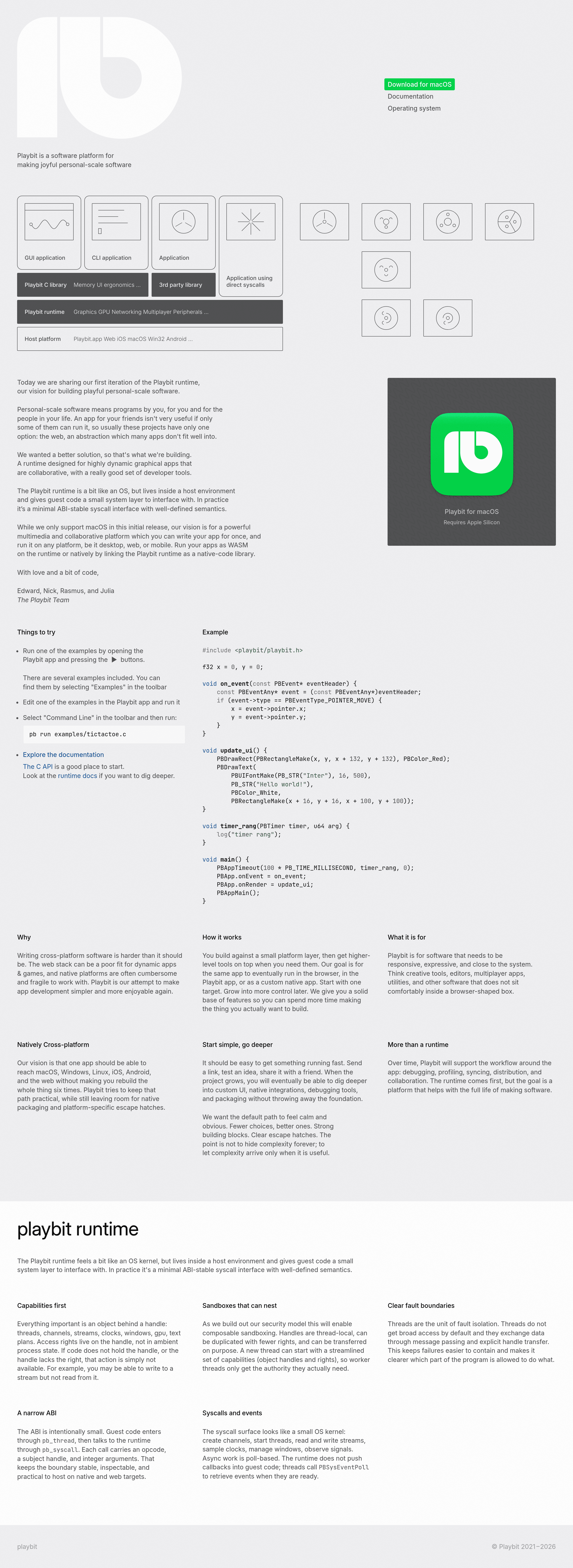 Playbit landing page screenshot