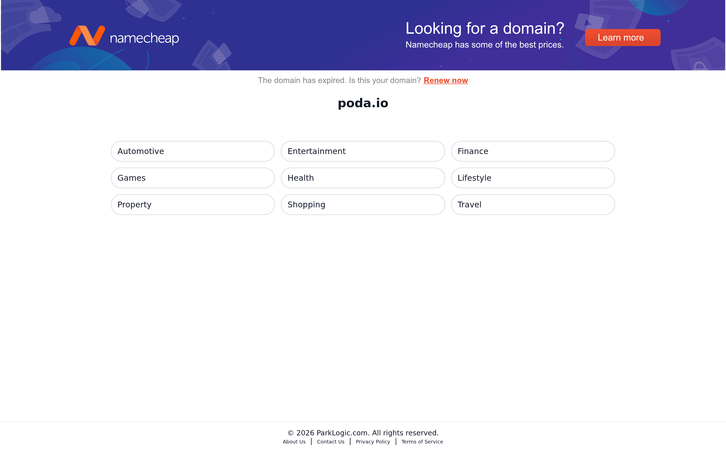 Poda landing page screenshot