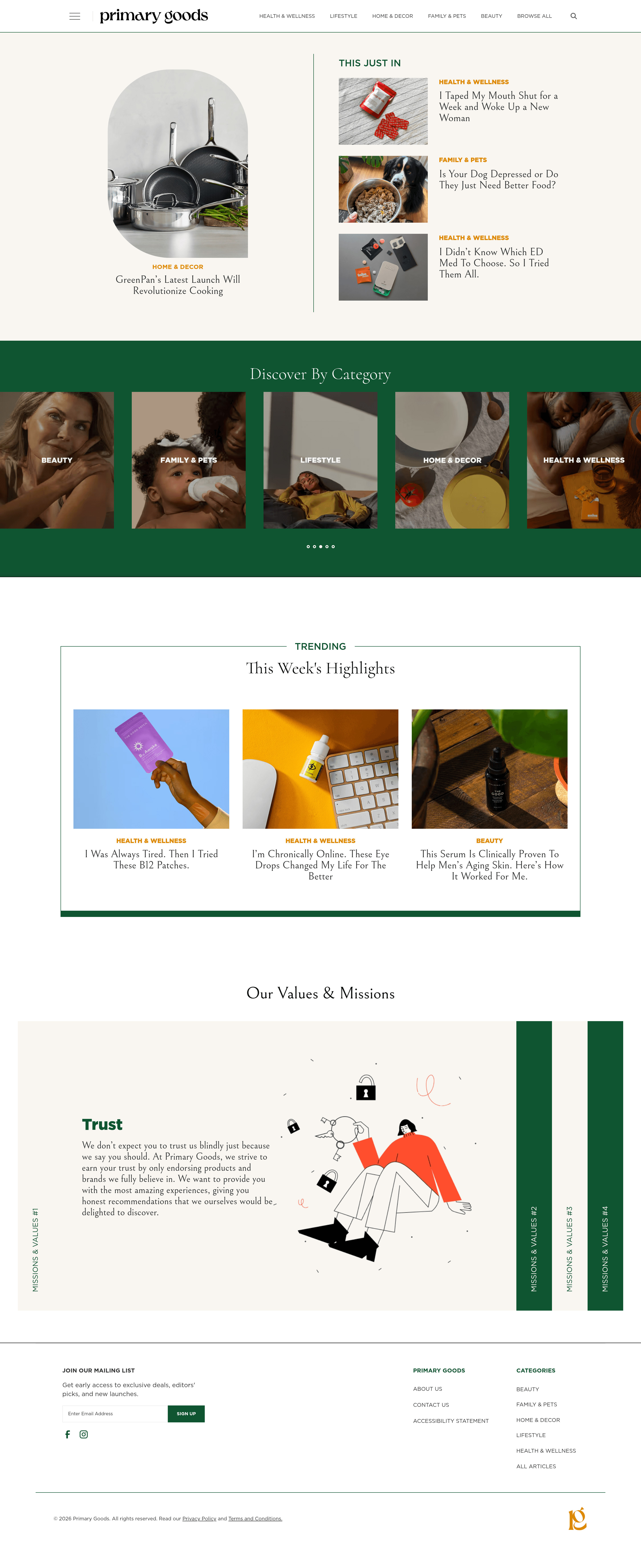 Primarygoods landing page screenshot