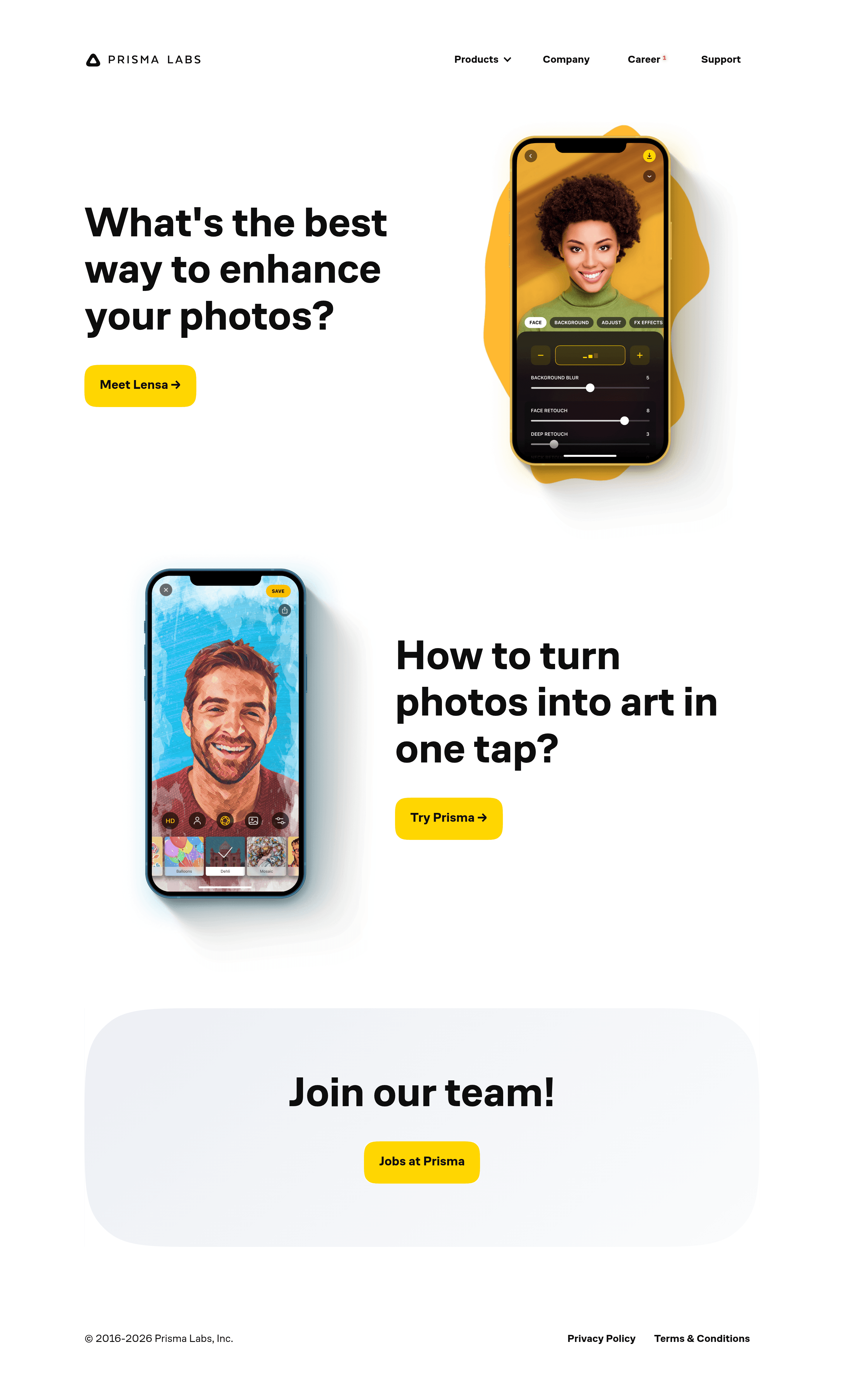 Prisma Ai landing page screenshot
