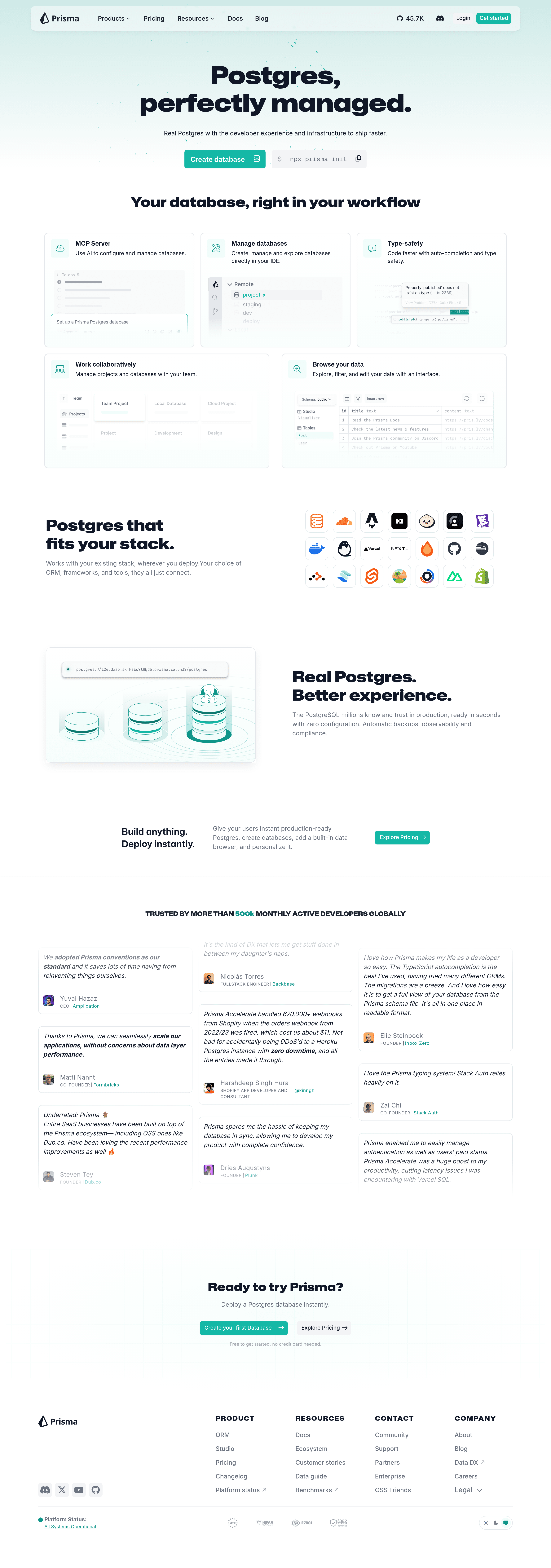 Prisma landing page screenshot