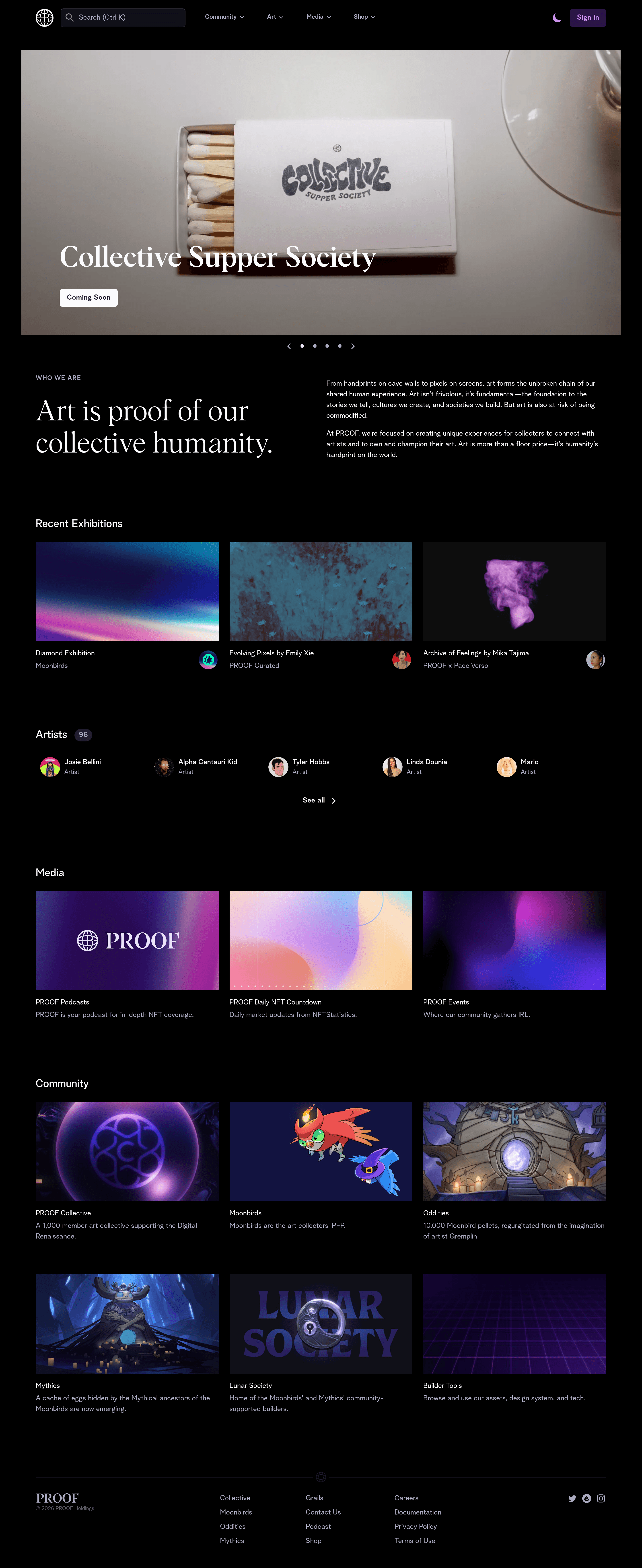 PROOF landing page screenshot