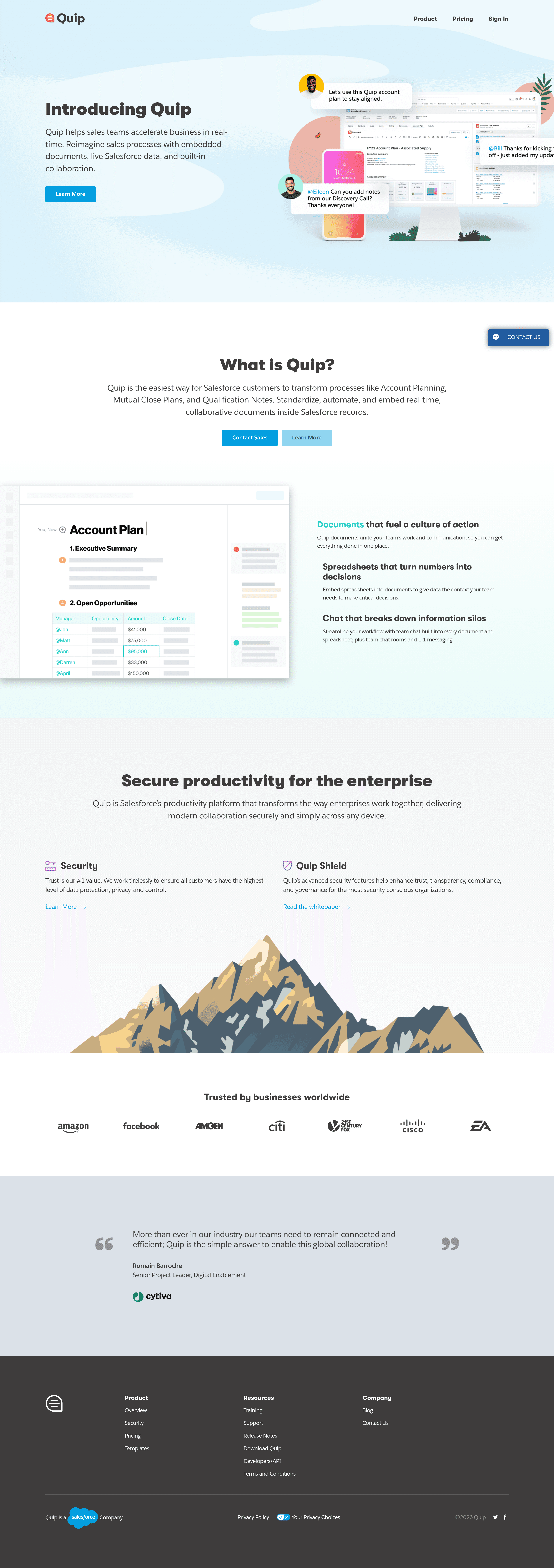 Quip landing page screenshot