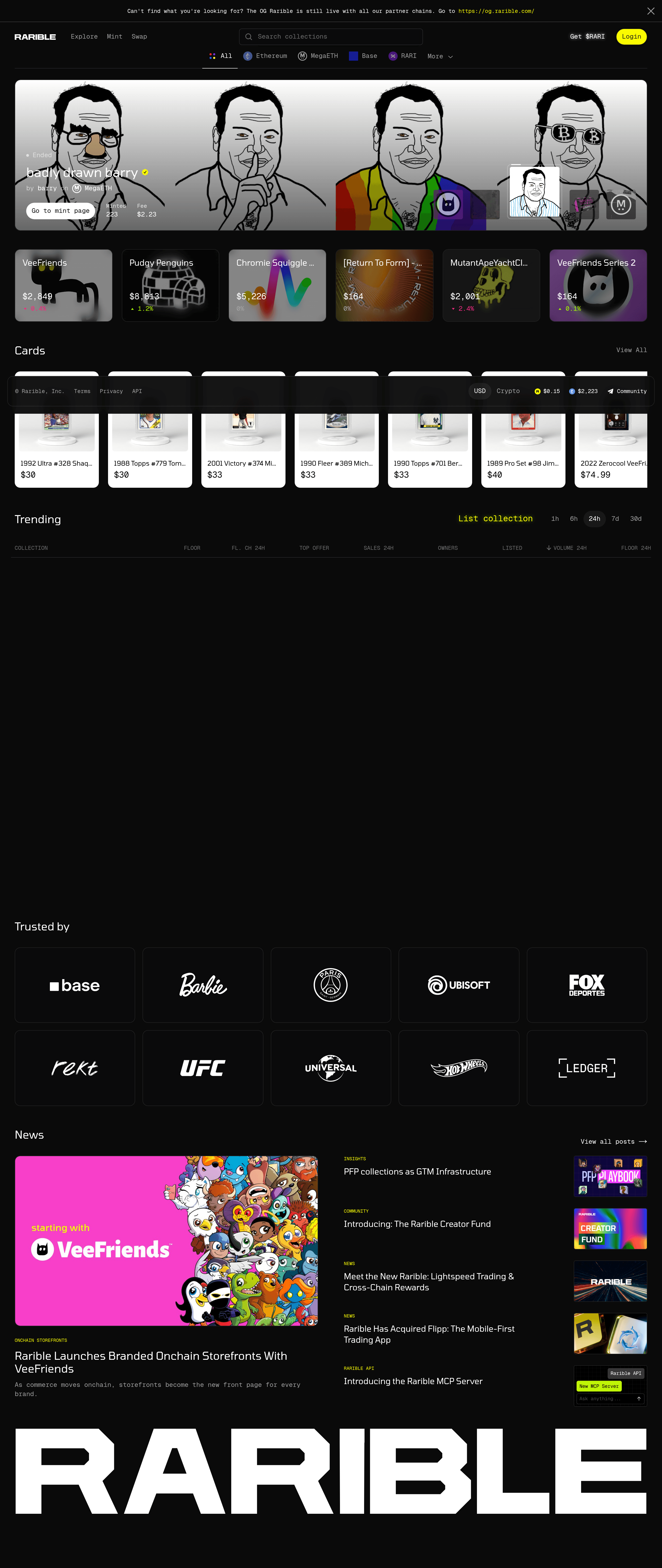 Rarible landing page screenshot