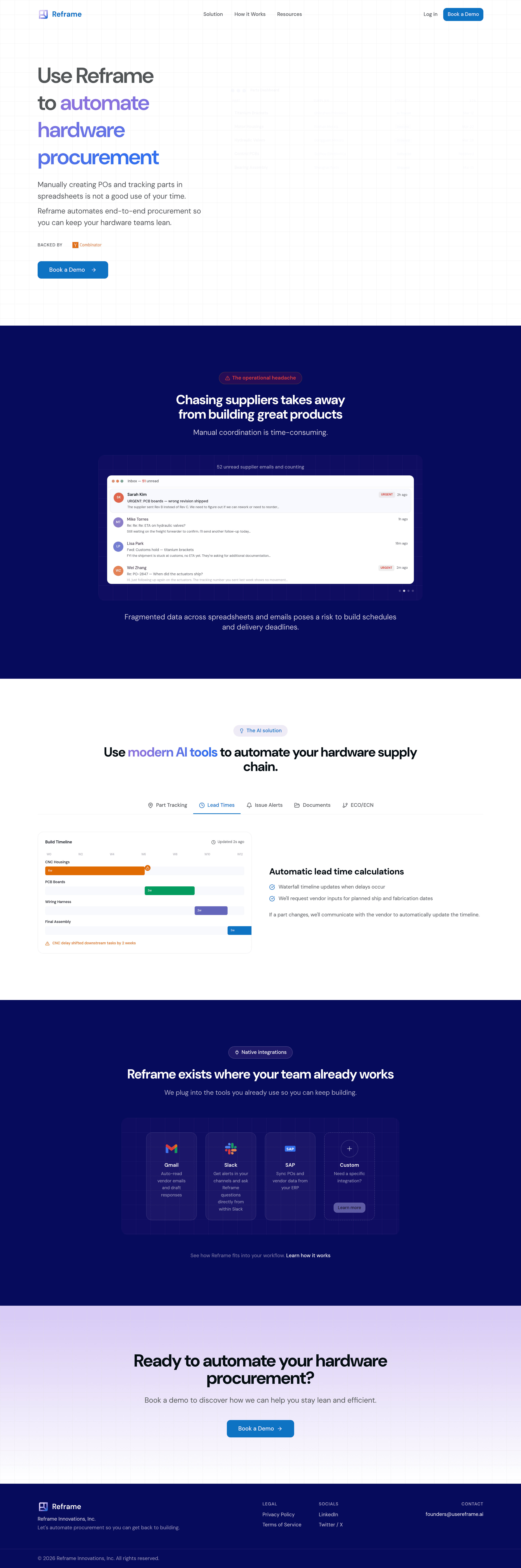 Reframe landing page screenshot