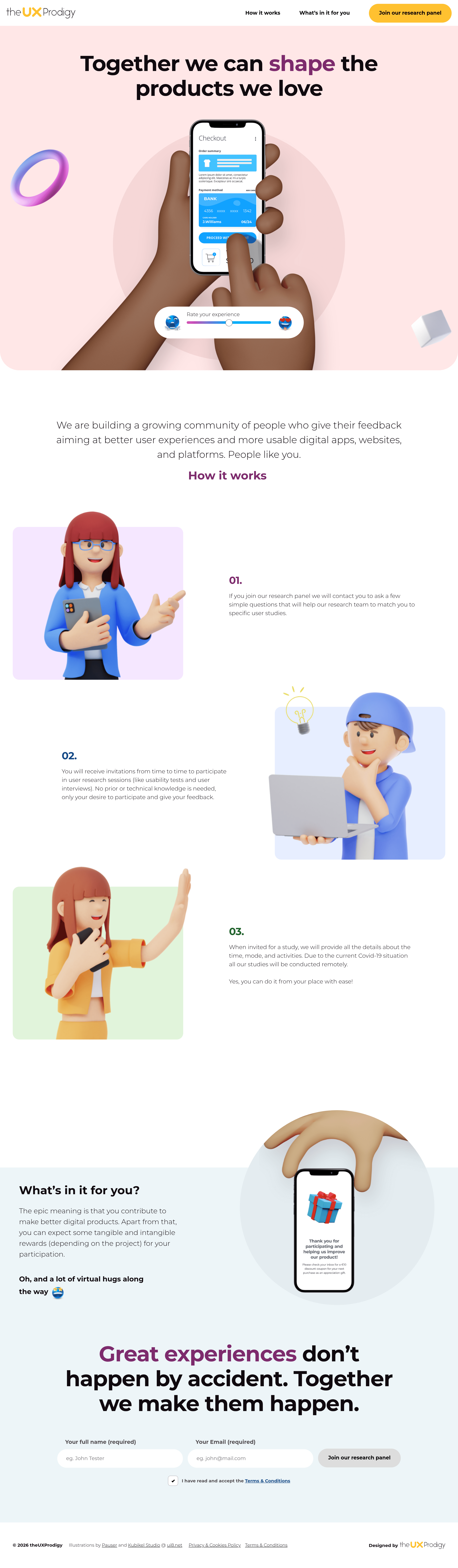 Research Panel landing page screenshot