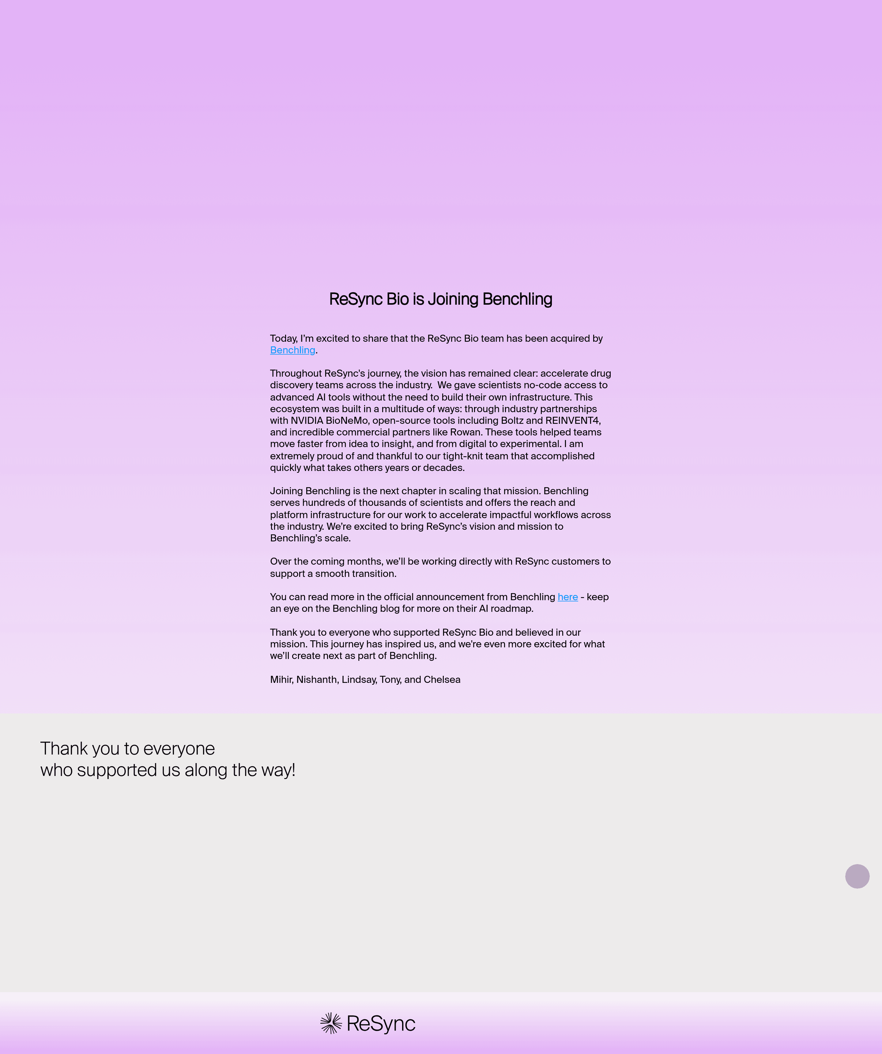 ReSync Bio landing page screenshot