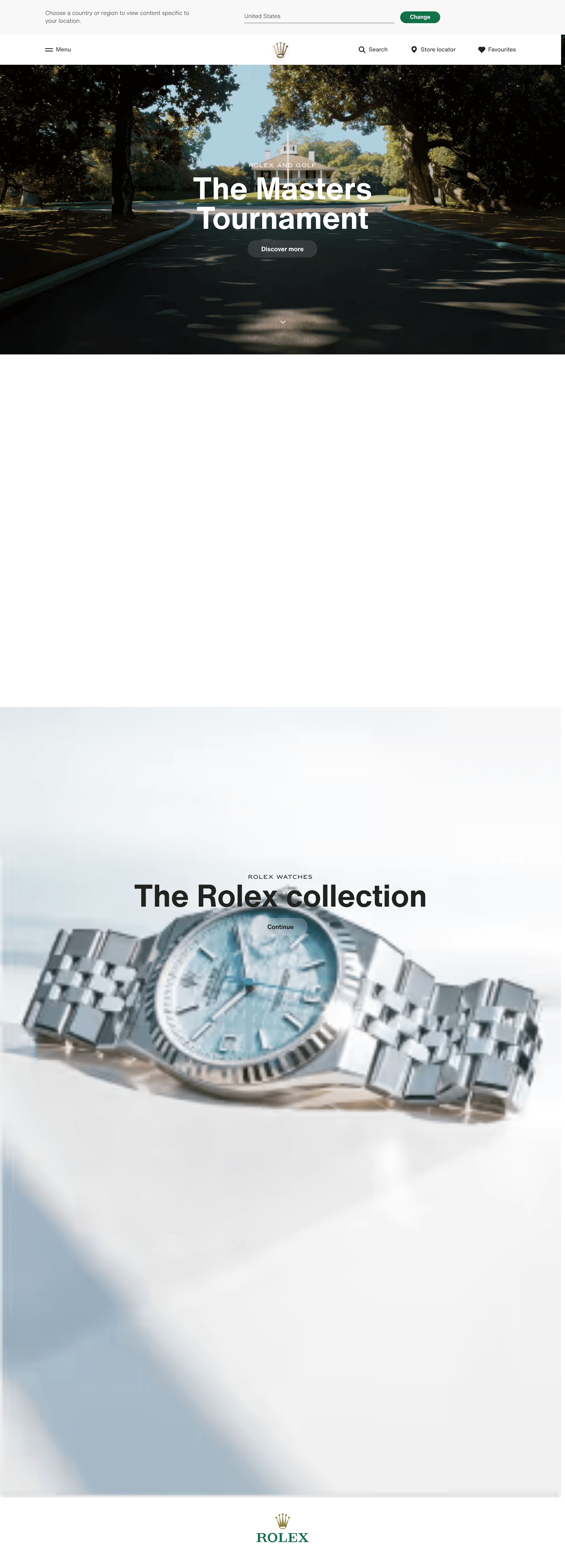 Rolex landing page screenshot