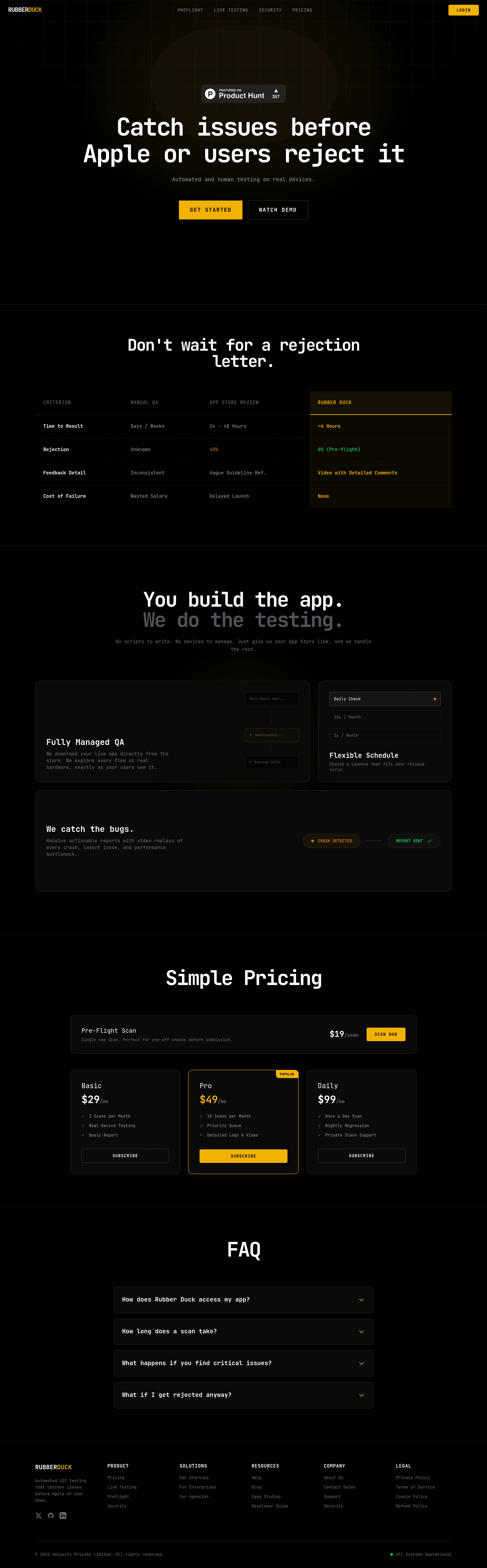 Rubber Duck landing page screenshot