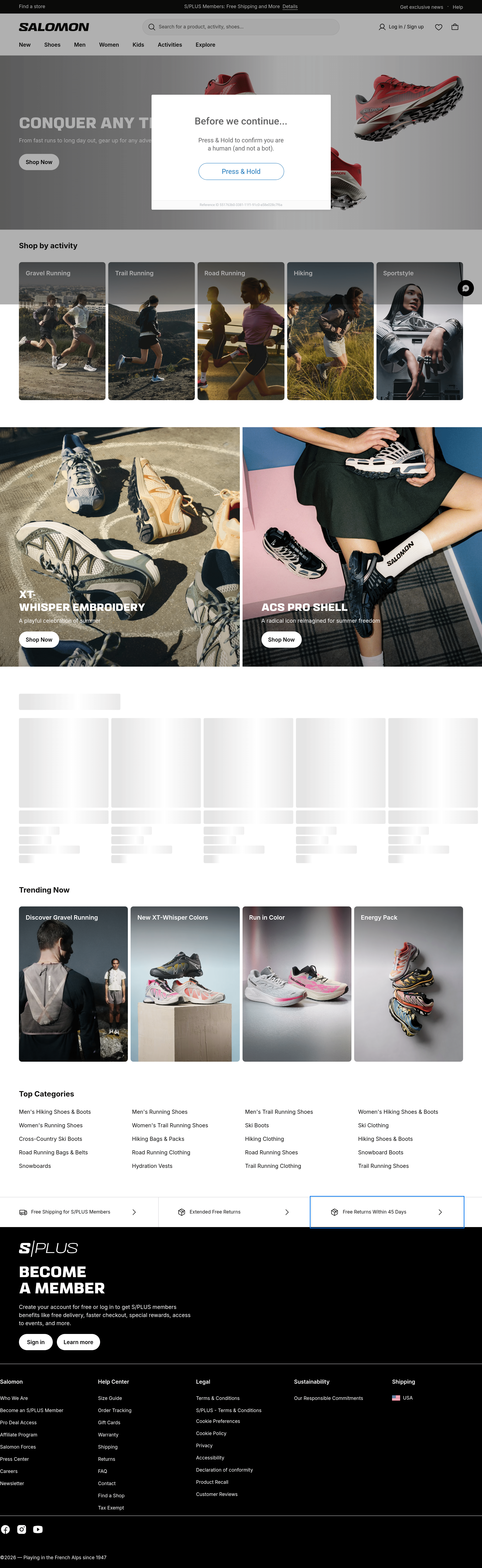 Salomon landing page screenshot