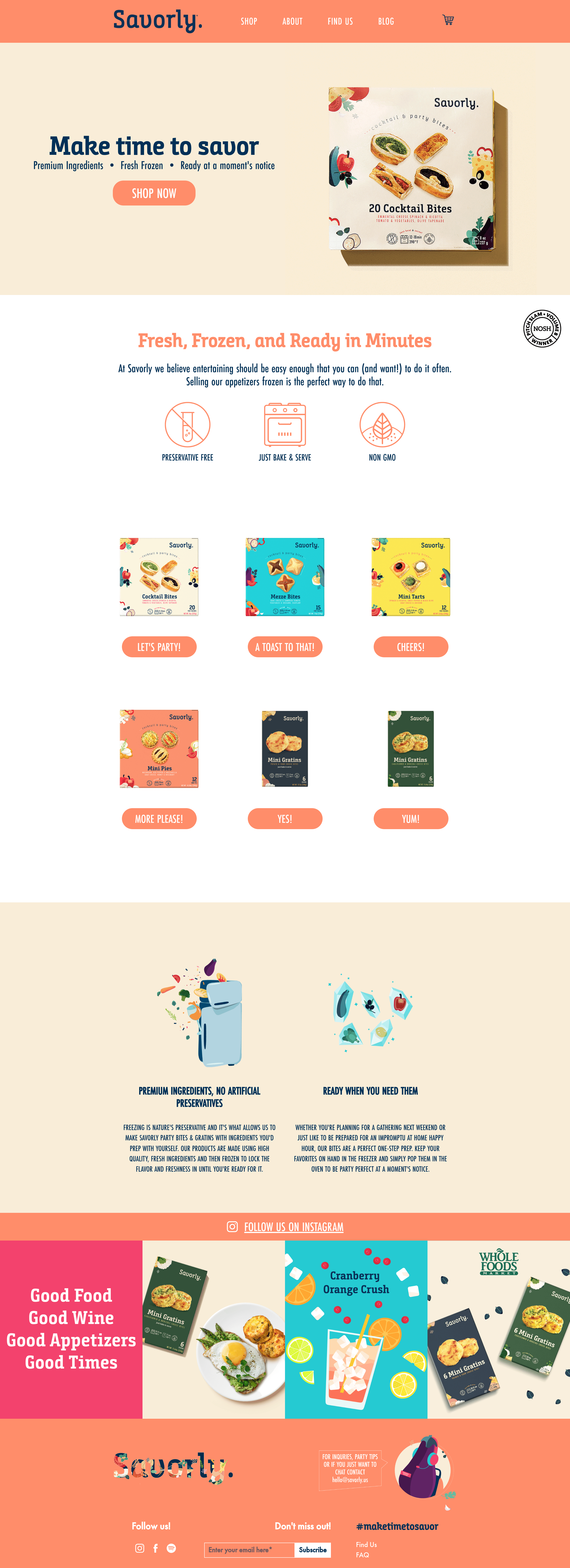 Savorly landing page screenshot