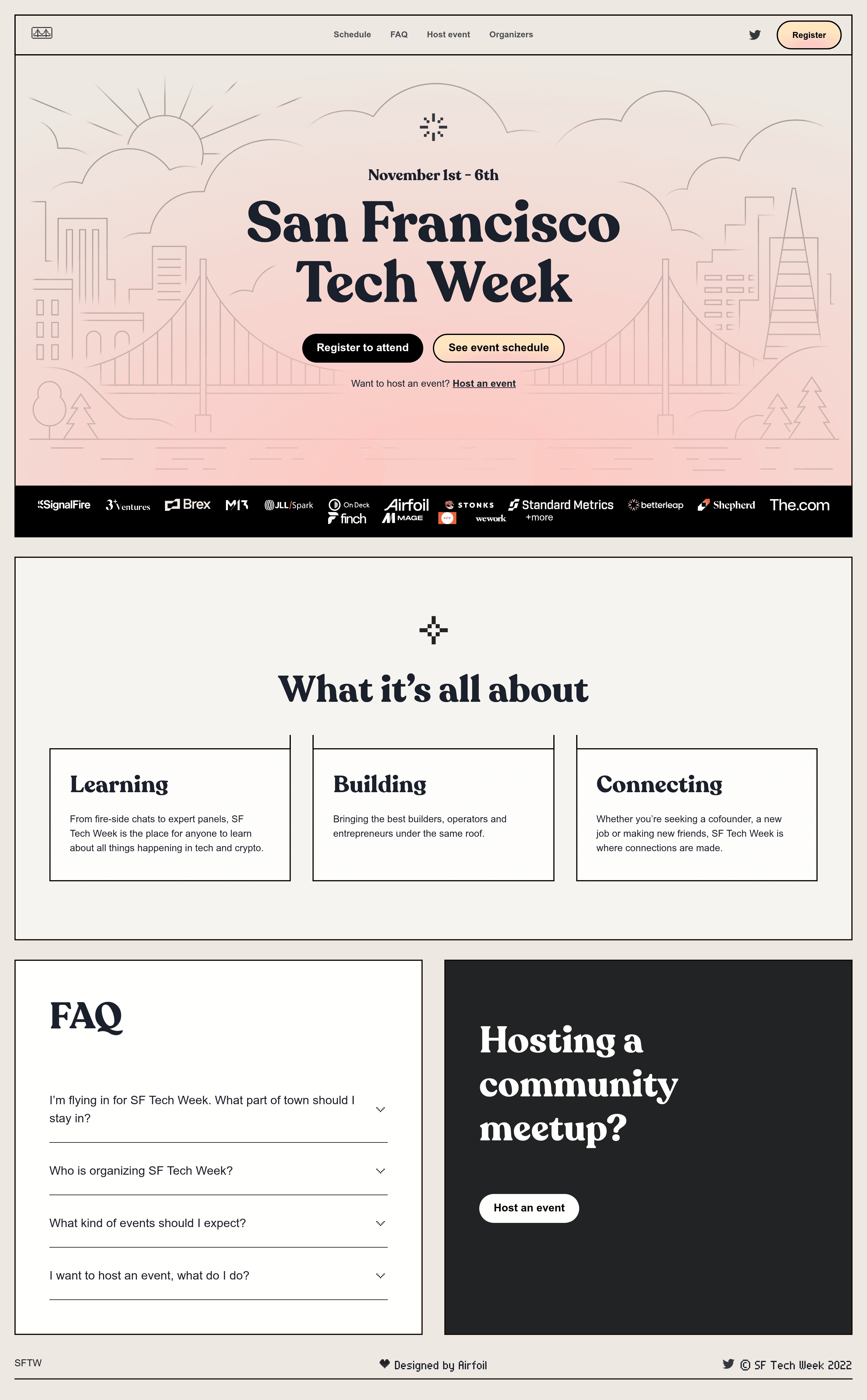 SF Tech Week 2022 landing page screenshot