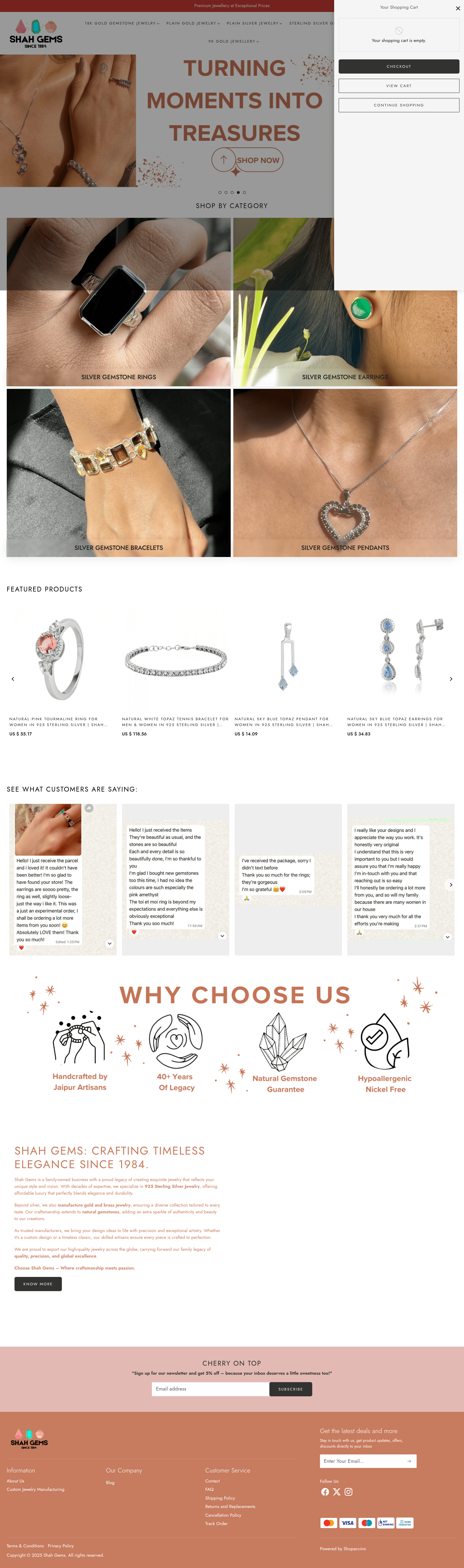 Shah Gems landing page screenshot