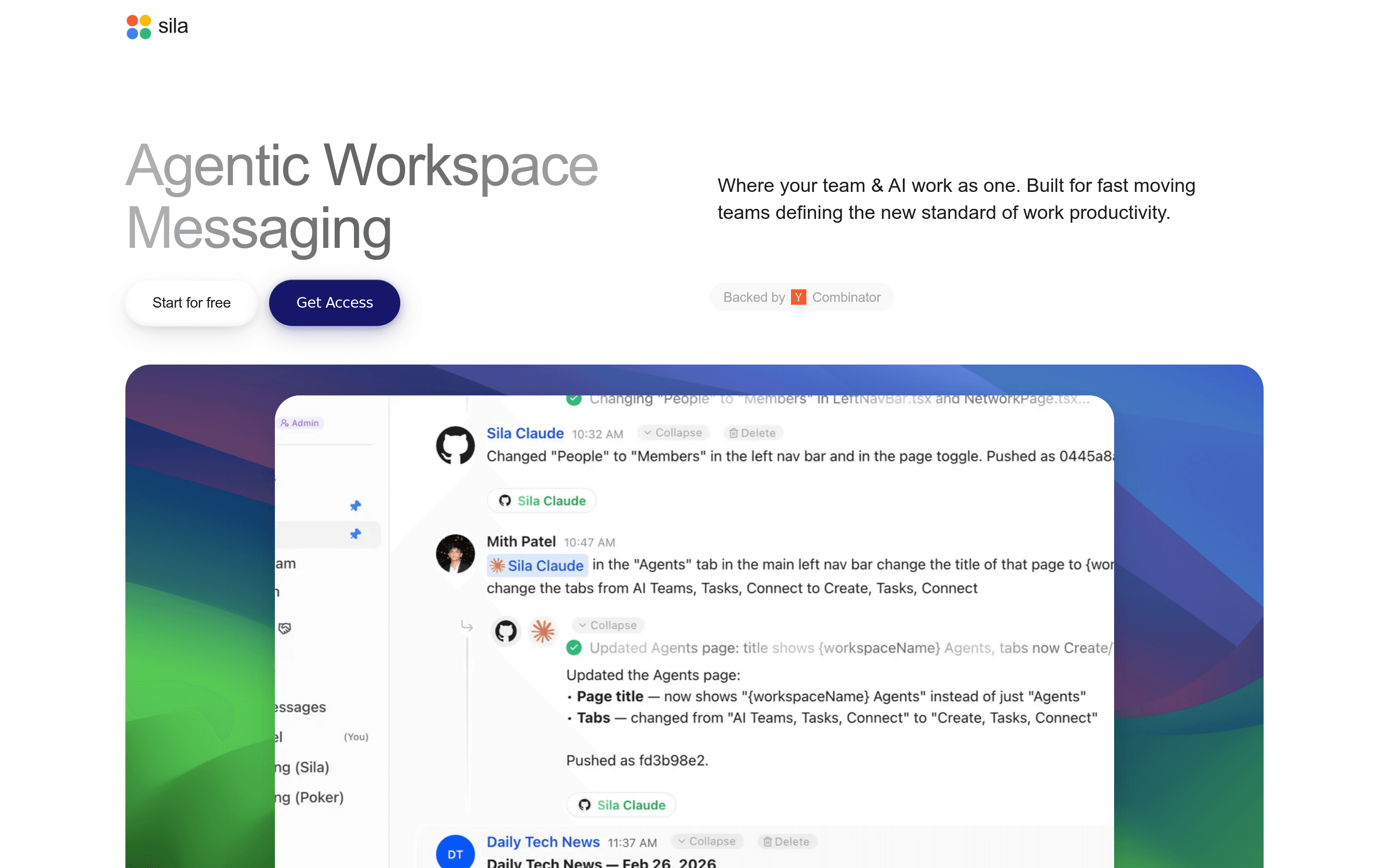 Sila landing page screenshot