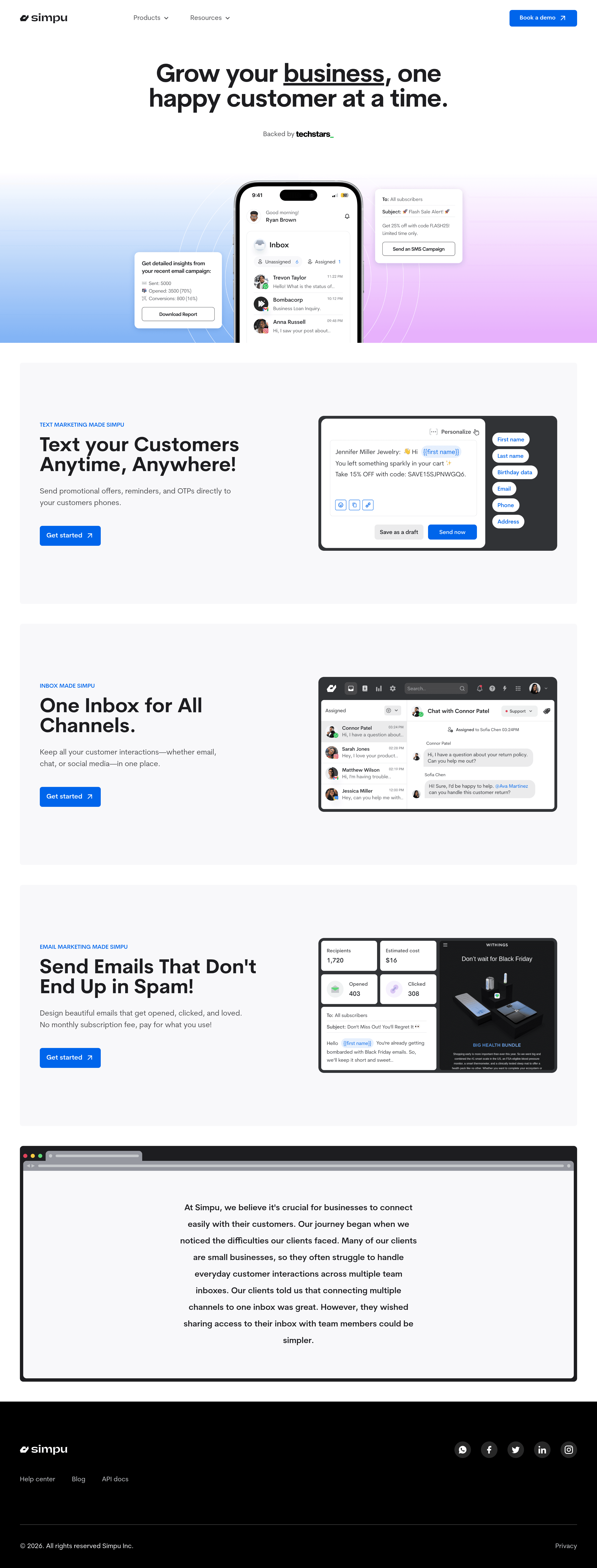 Simpu landing page screenshot