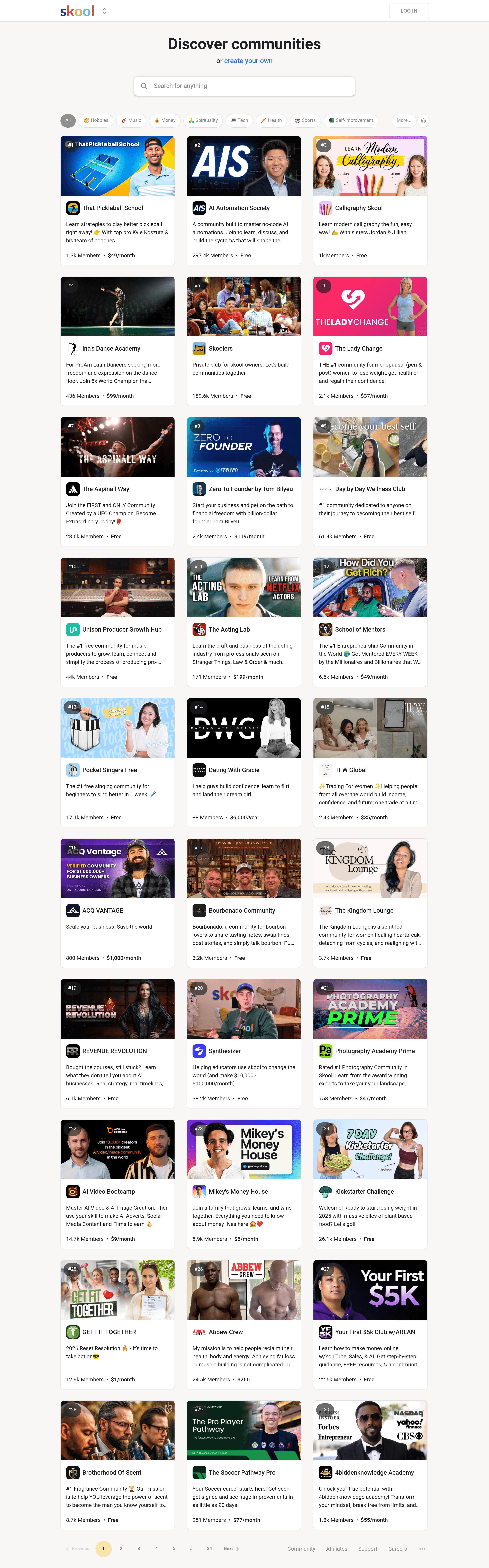 Skool landing page screenshot