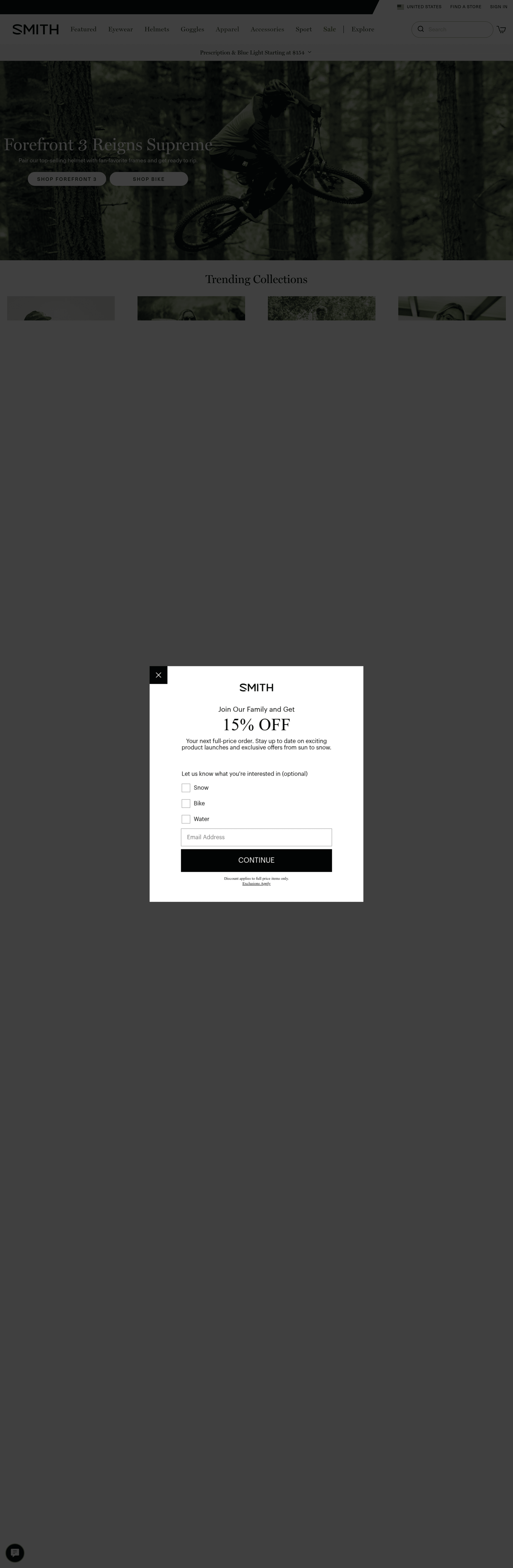 Smithoptics landing page screenshot