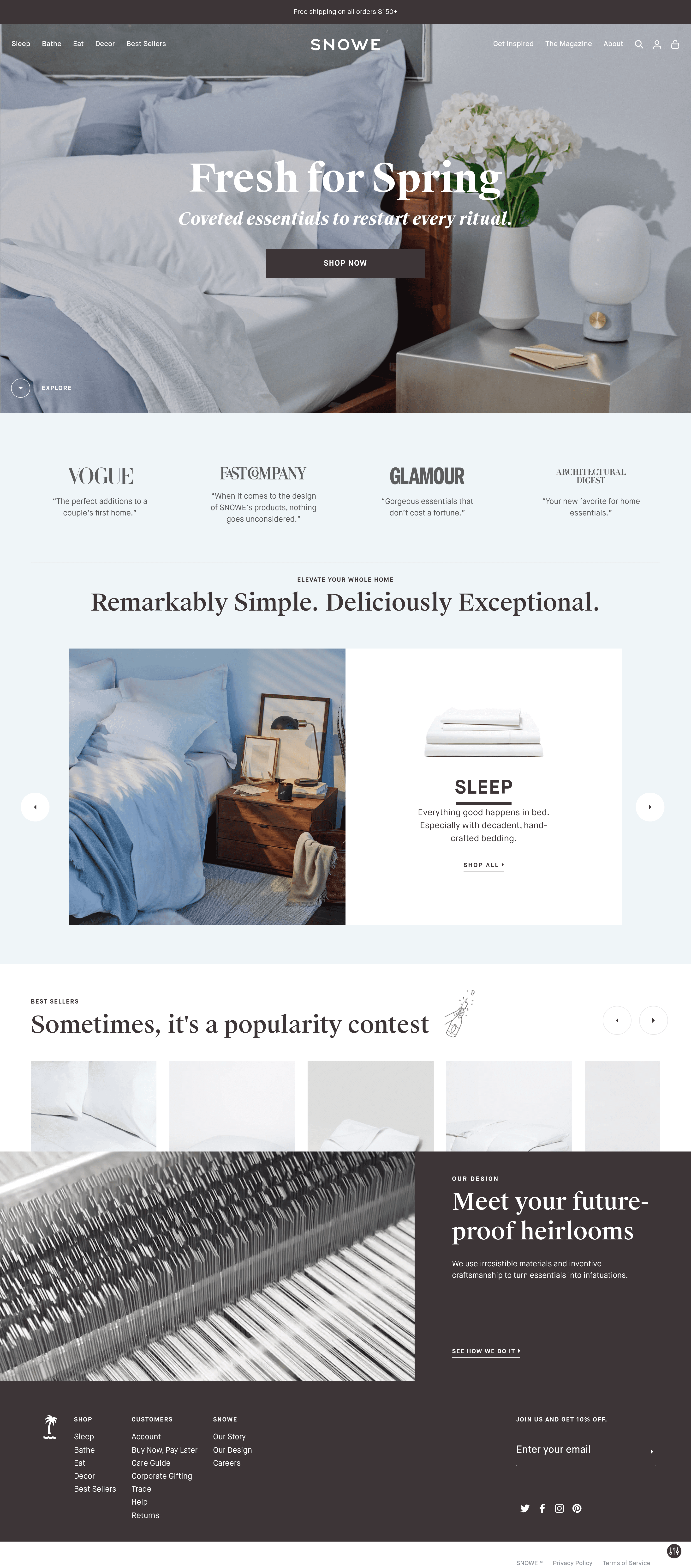 Snowehome landing page screenshot