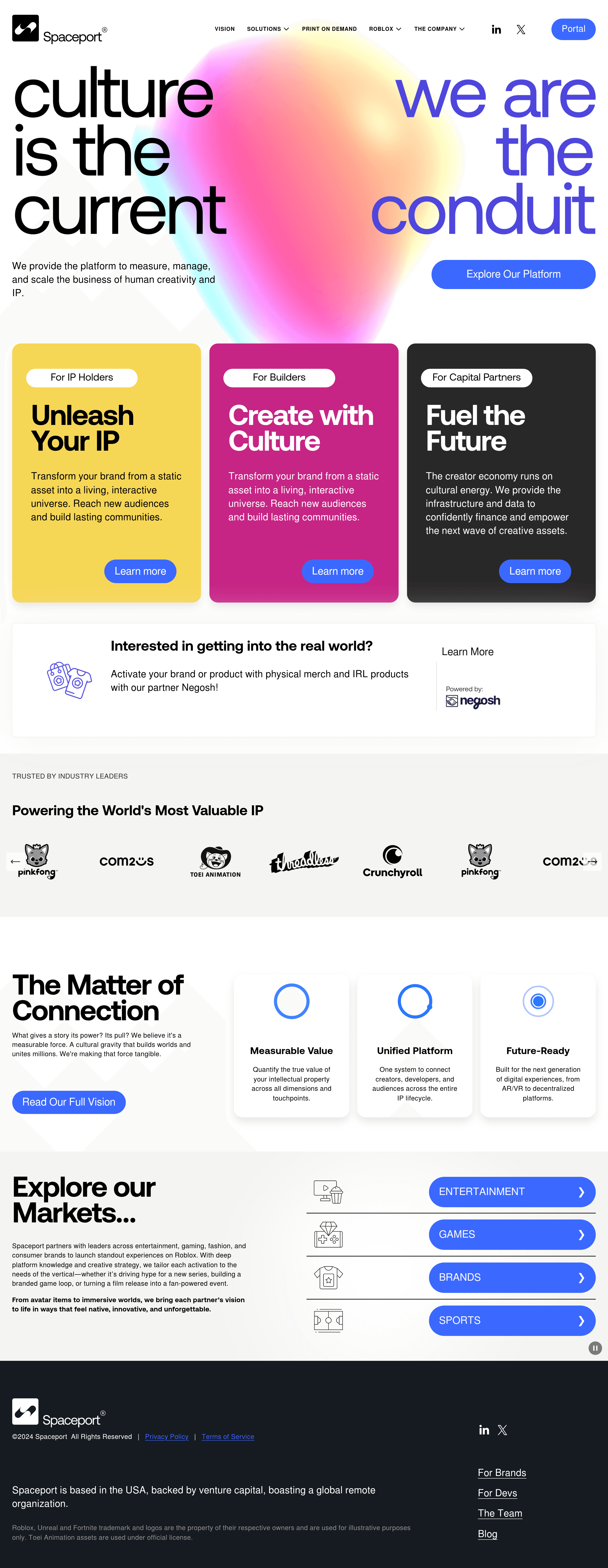 Spaceport Technologies landing page screenshot