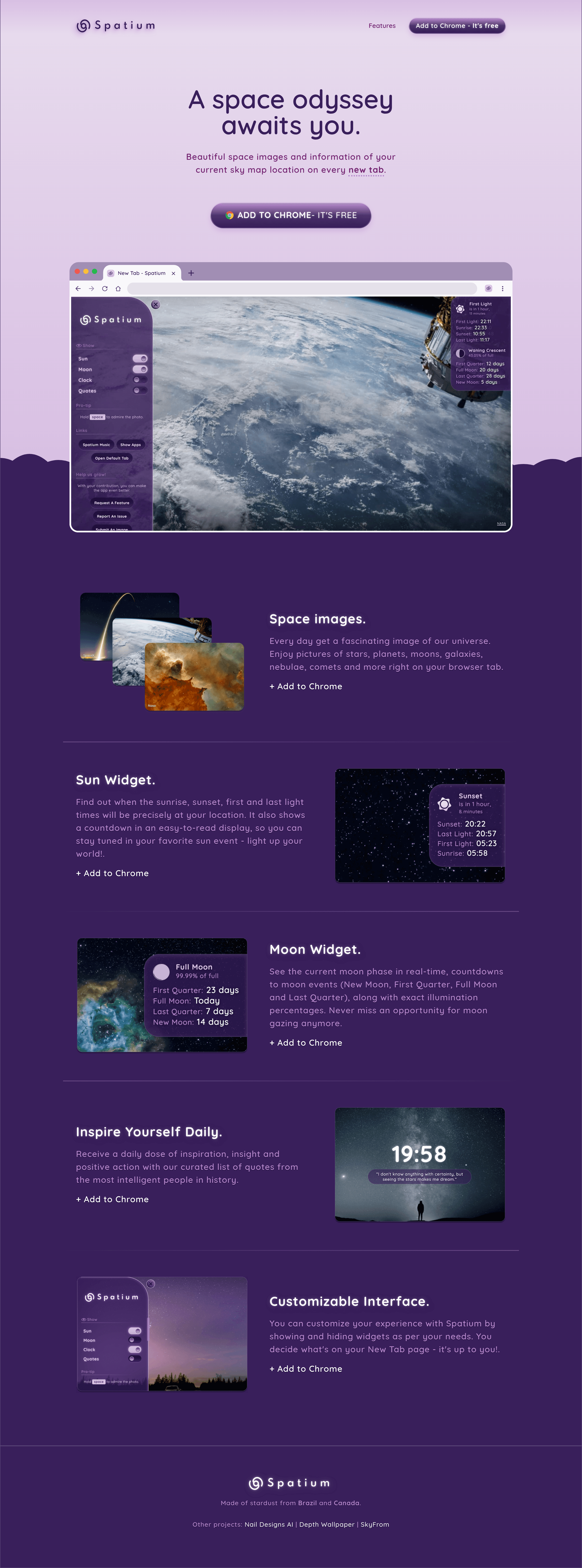 Spatium landing page screenshot