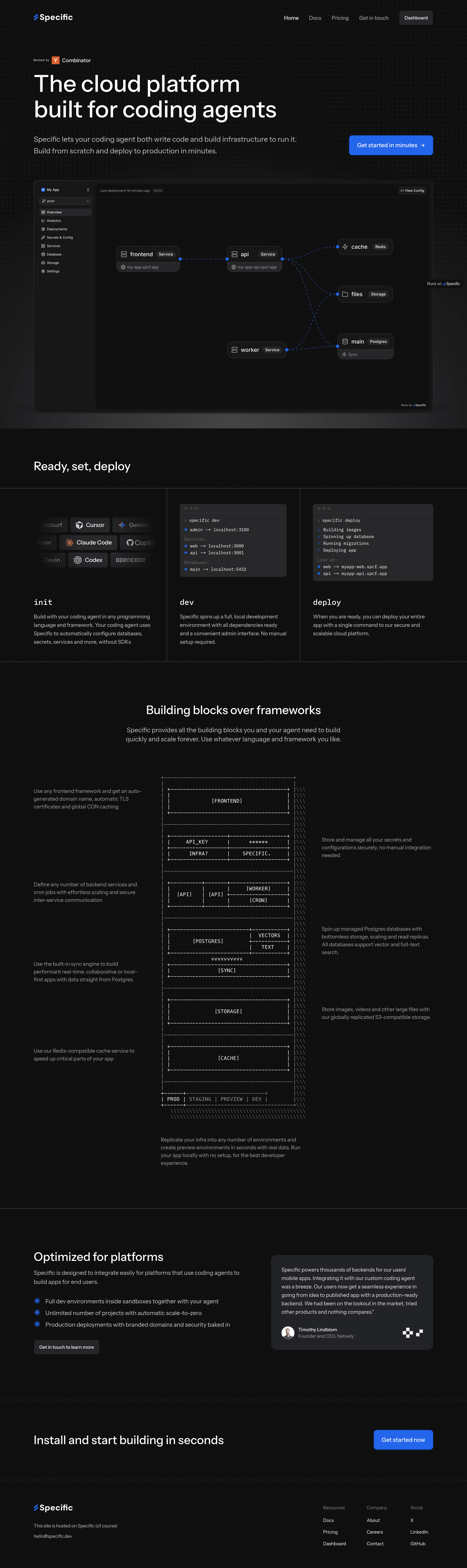Specific landing page screenshot
