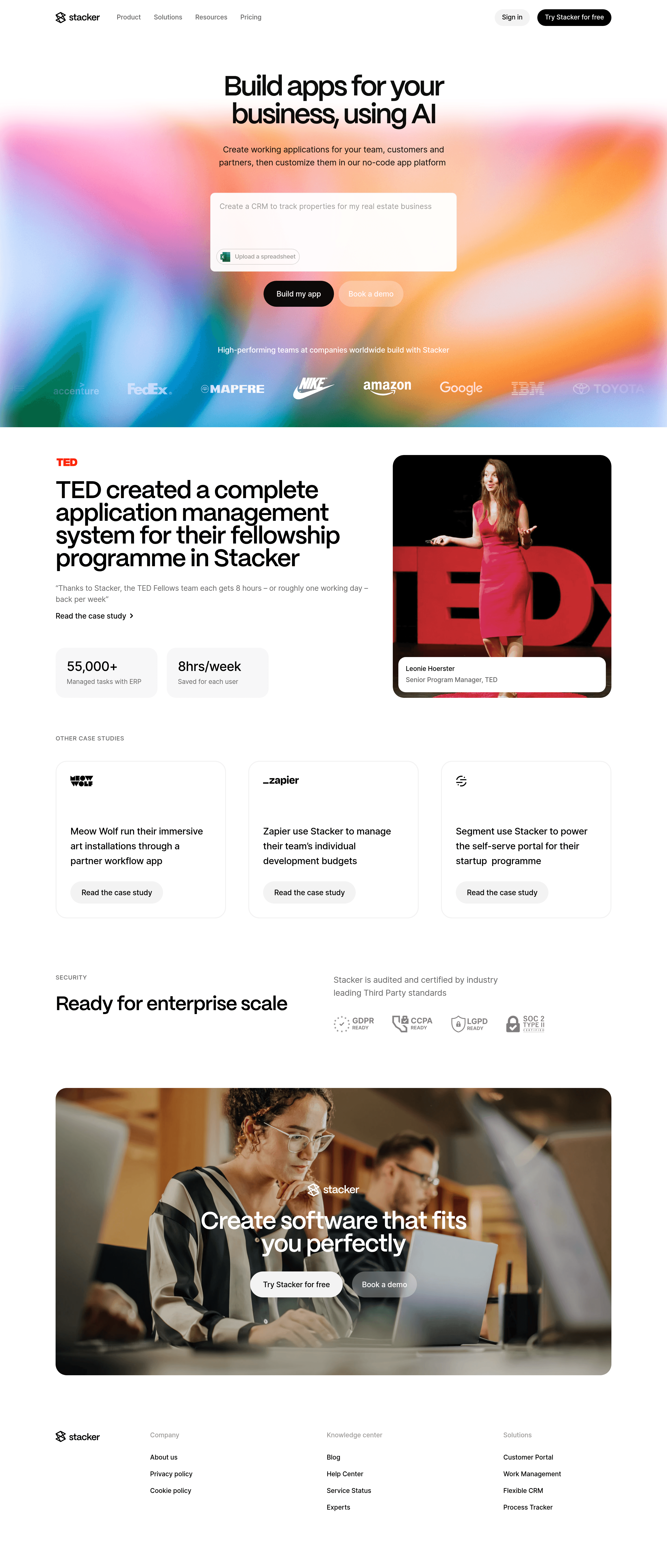 Stacker landing page screenshot