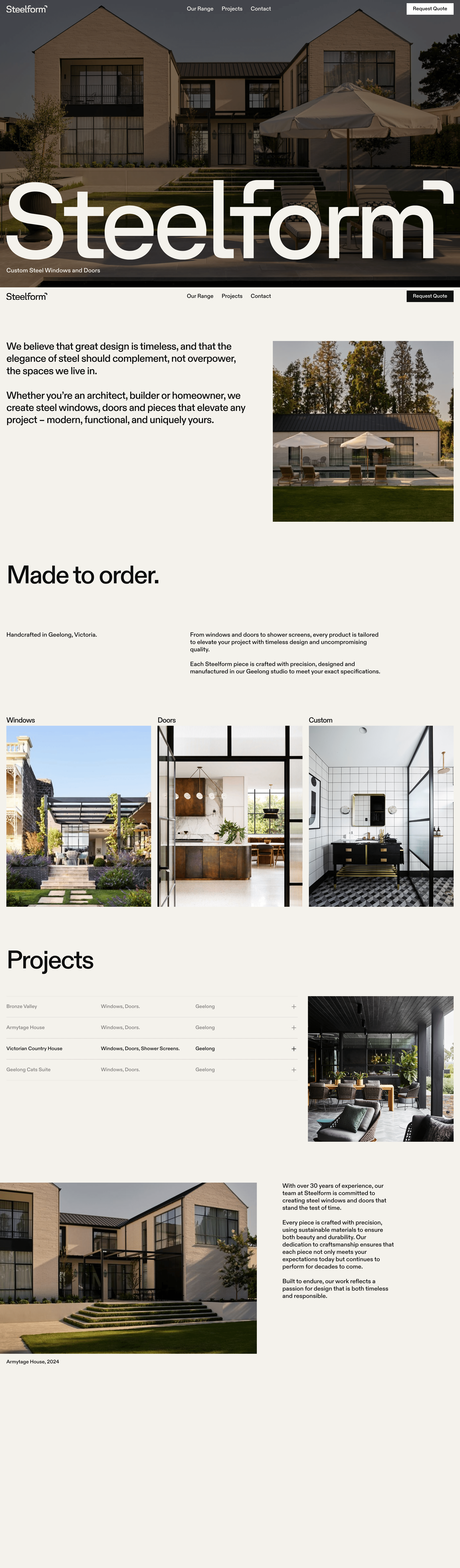 Steelform landing page screenshot