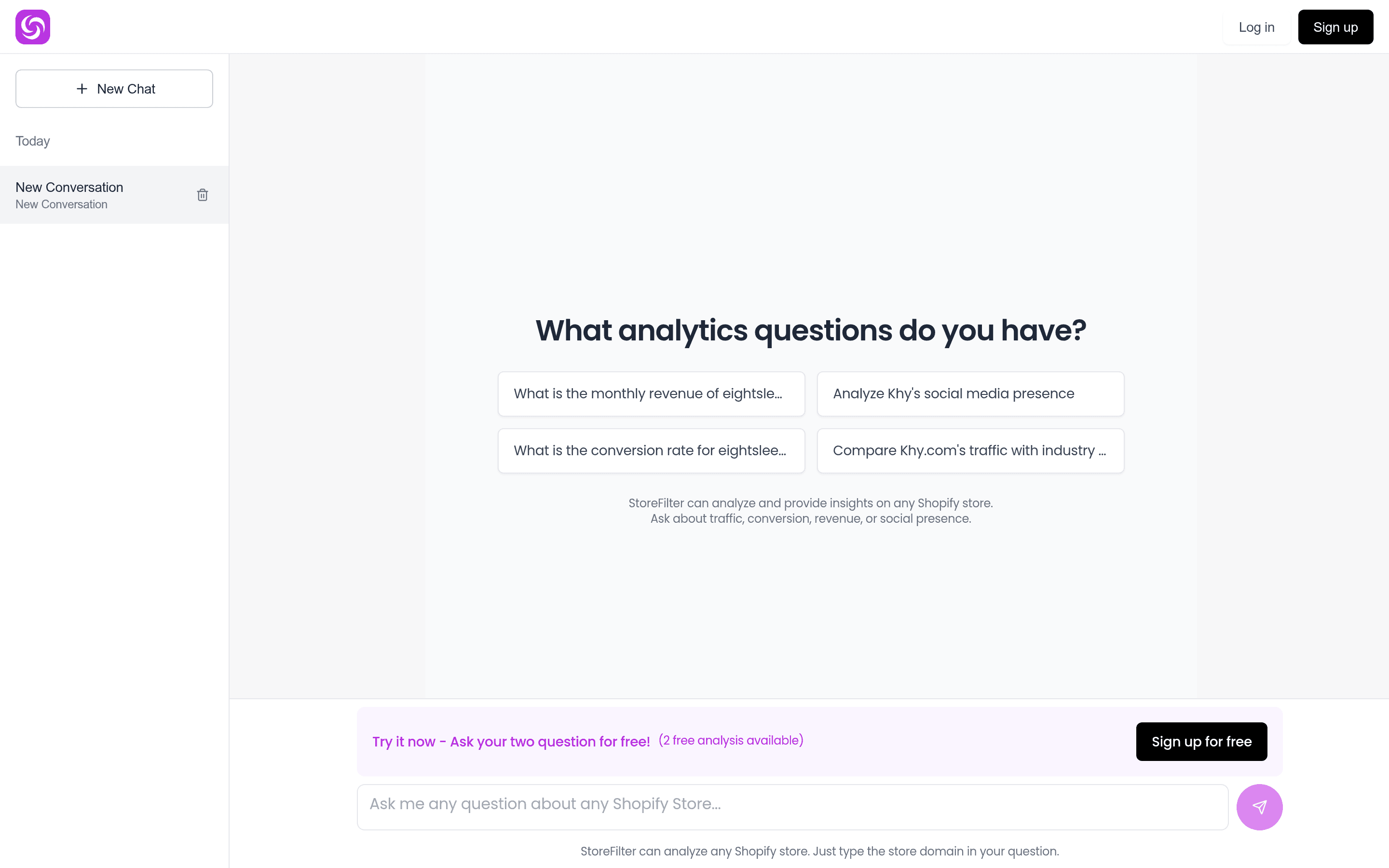 StoreFilter landing page screenshot