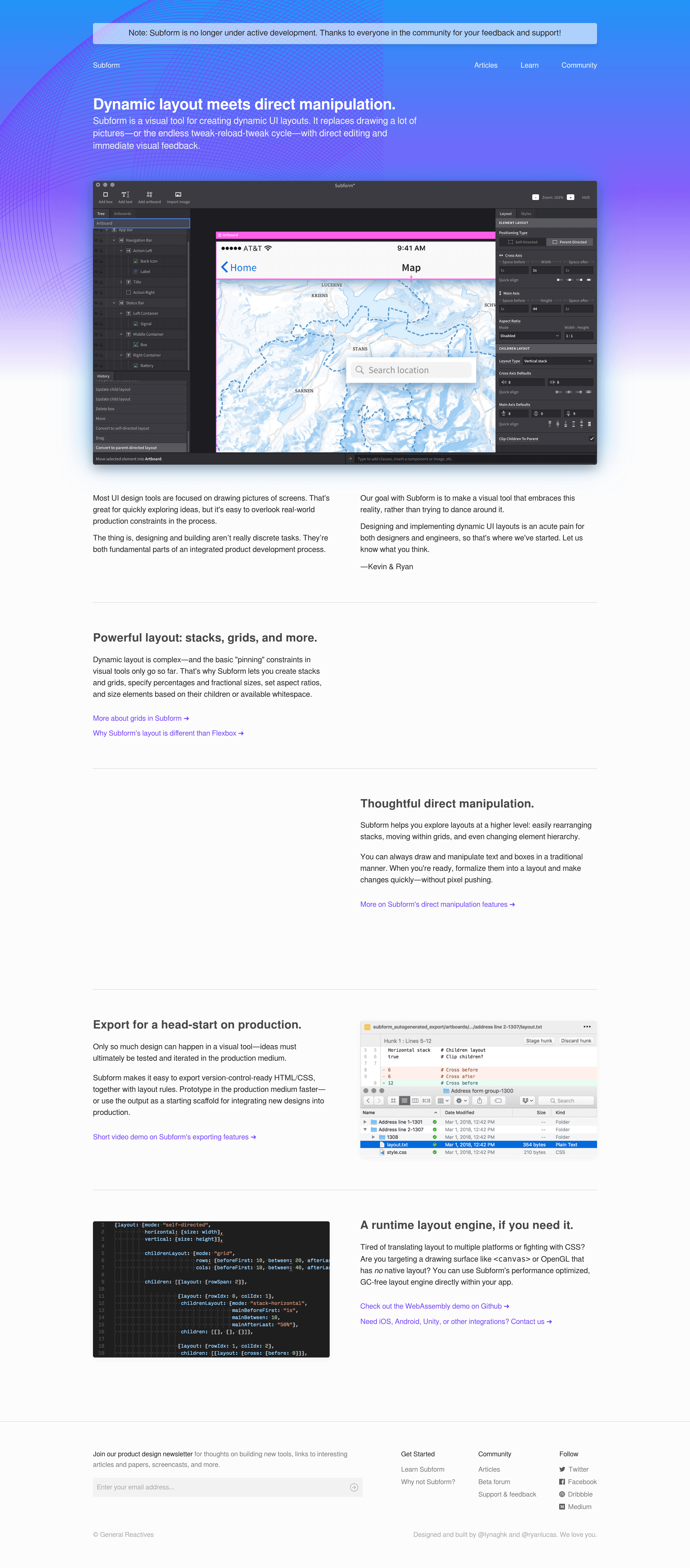 Subformapp landing page screenshot