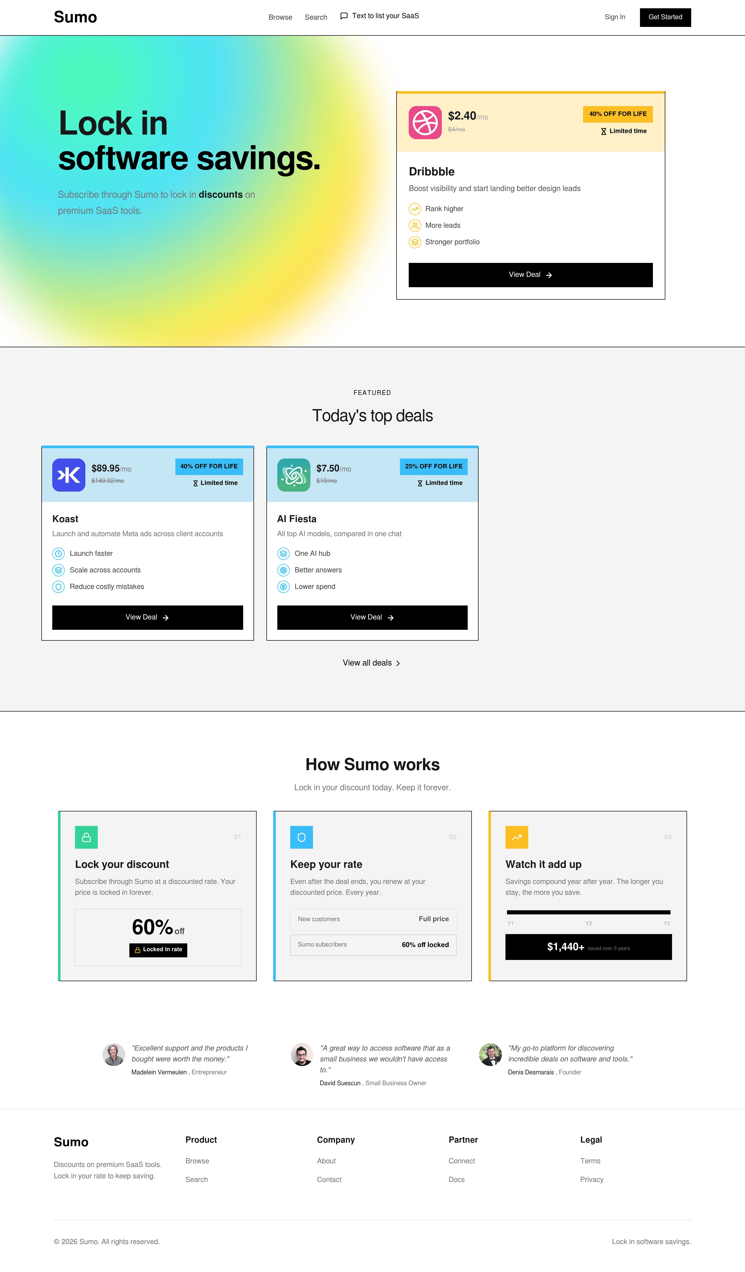 Sumo landing page screenshot