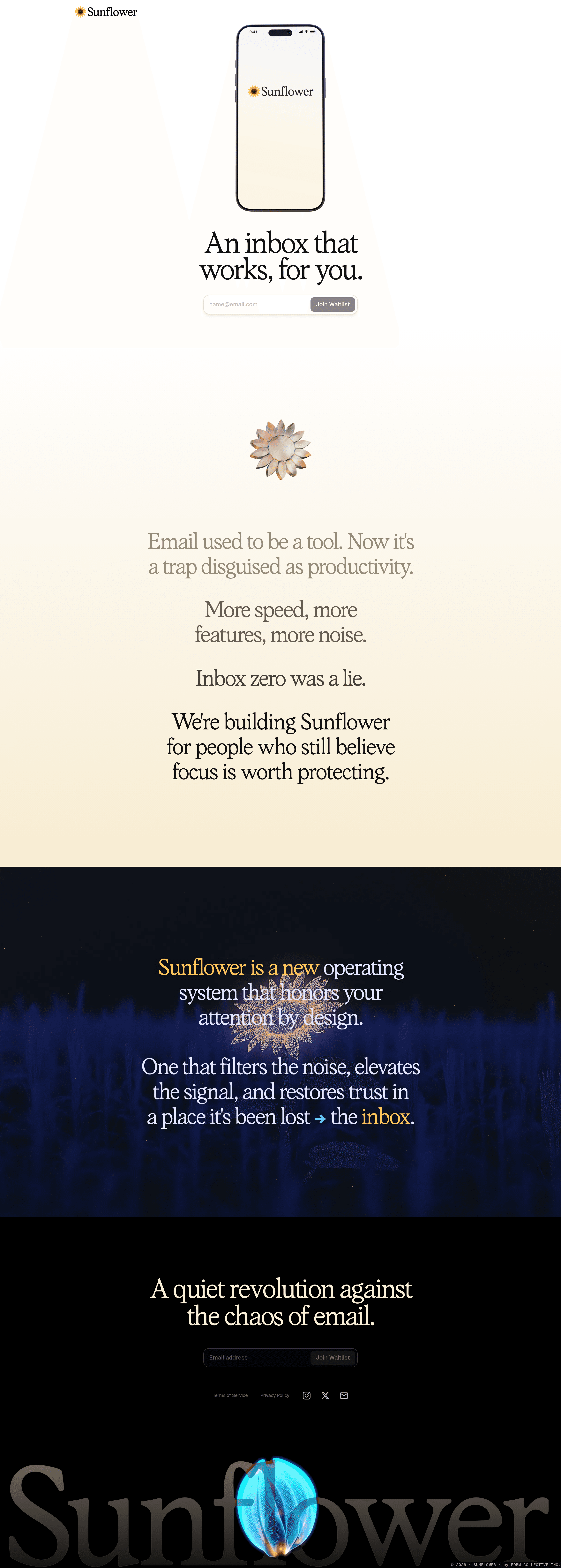 Sunflower Website Design landing page screenshot