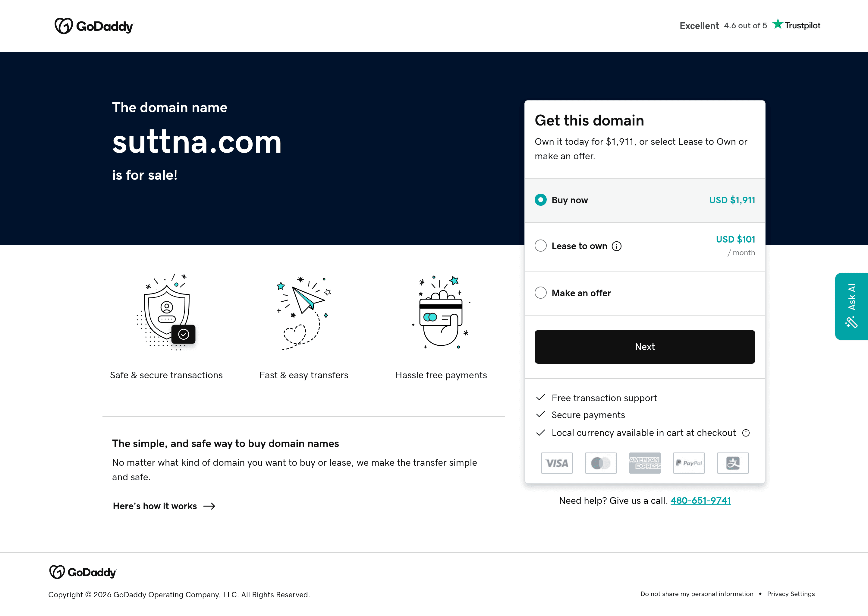 Suttna landing page screenshot