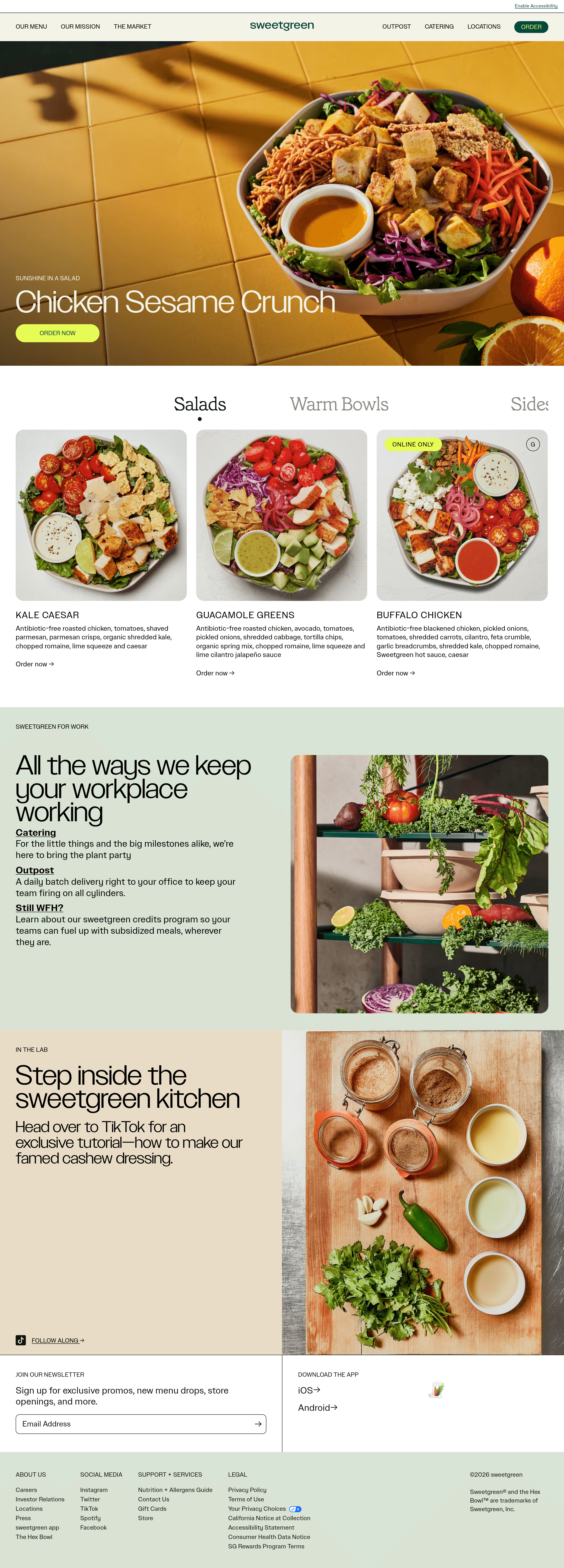 Sweetgreen landing page screenshot