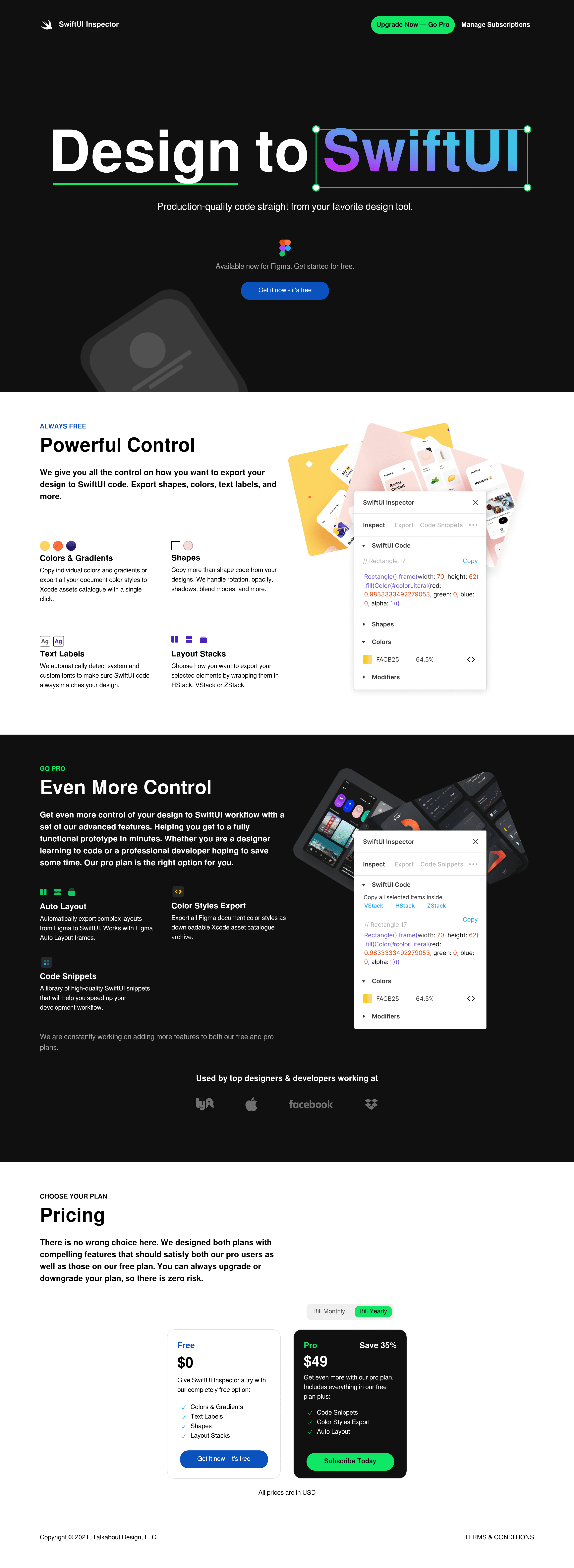 Swiftui landing page screenshot
