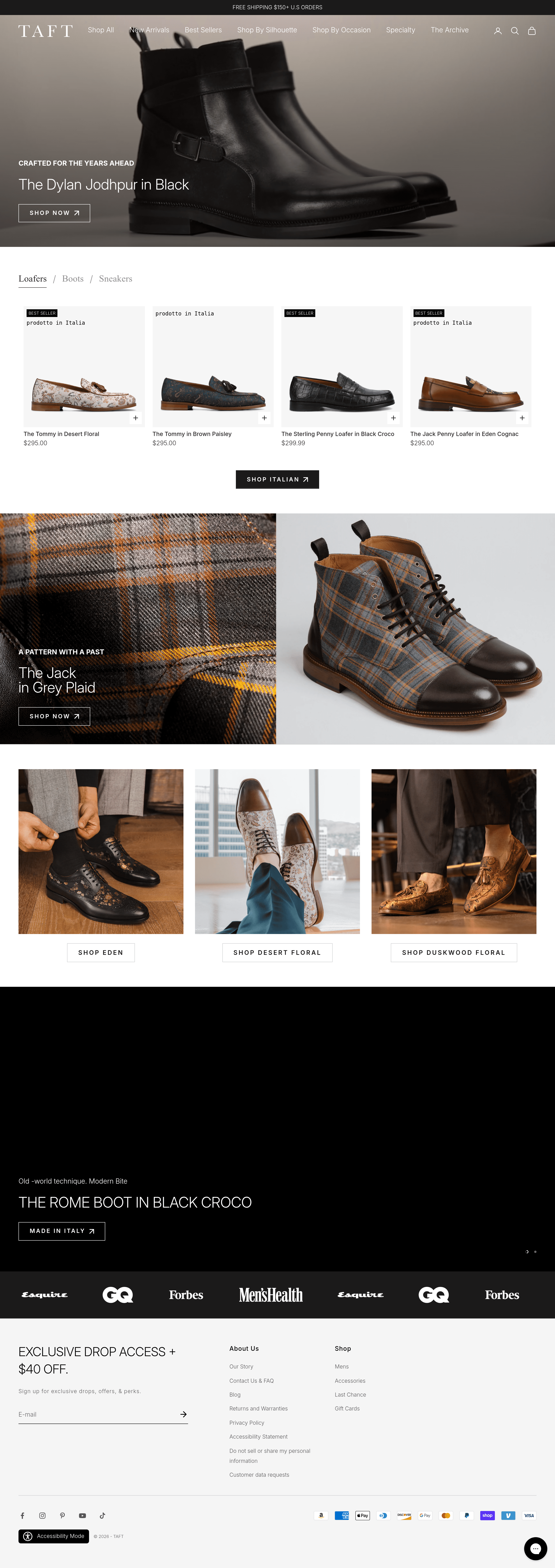 Taftclothing landing page screenshot