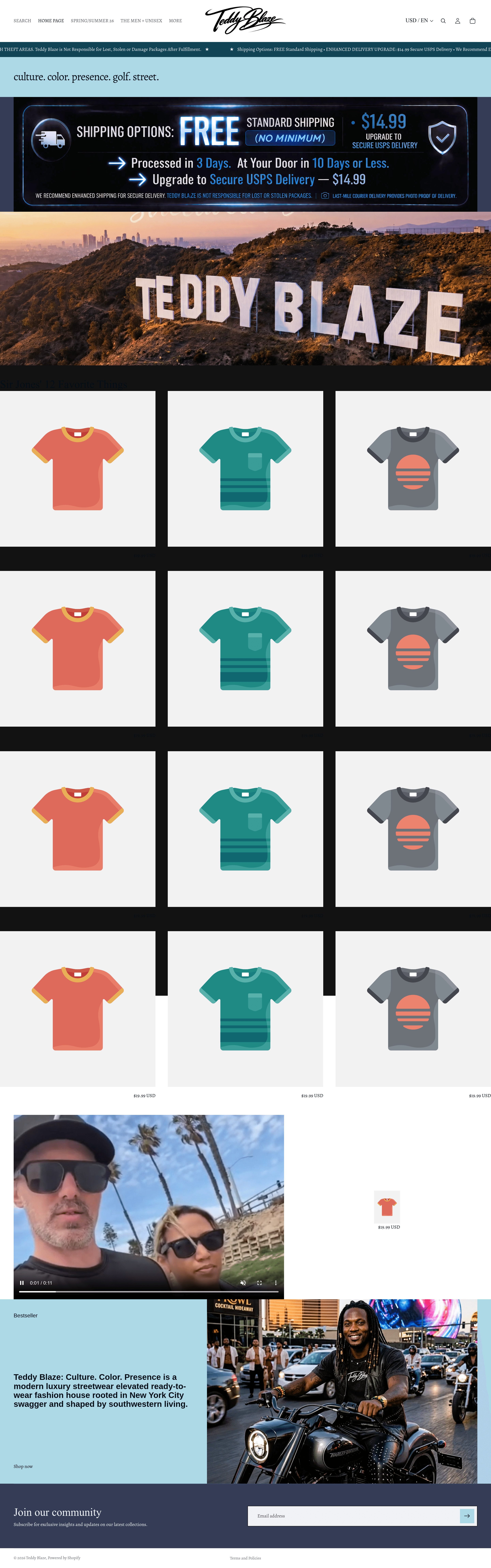 Teddy Blaze landing page screenshot