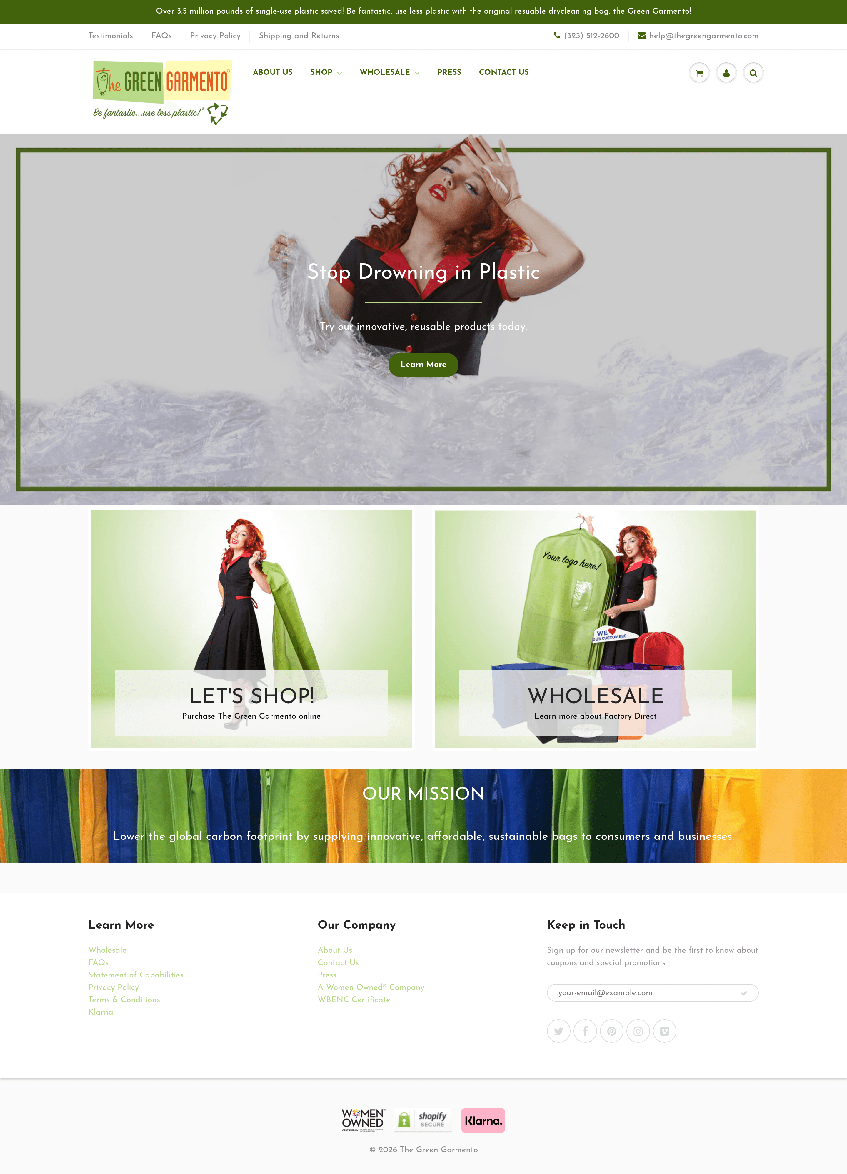 Thegreengarmento landing page screenshot