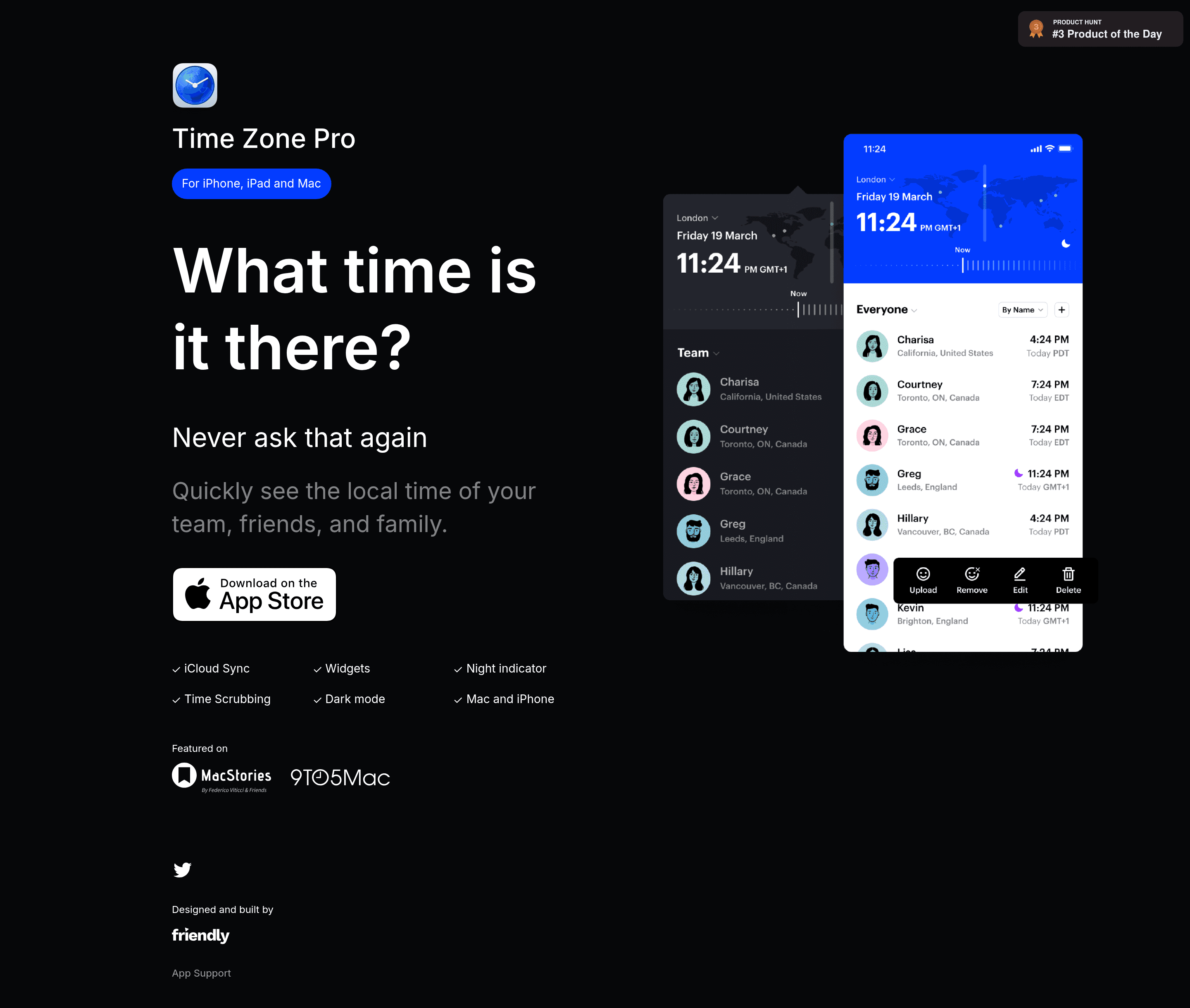 Time Zone Pro landing page screenshot