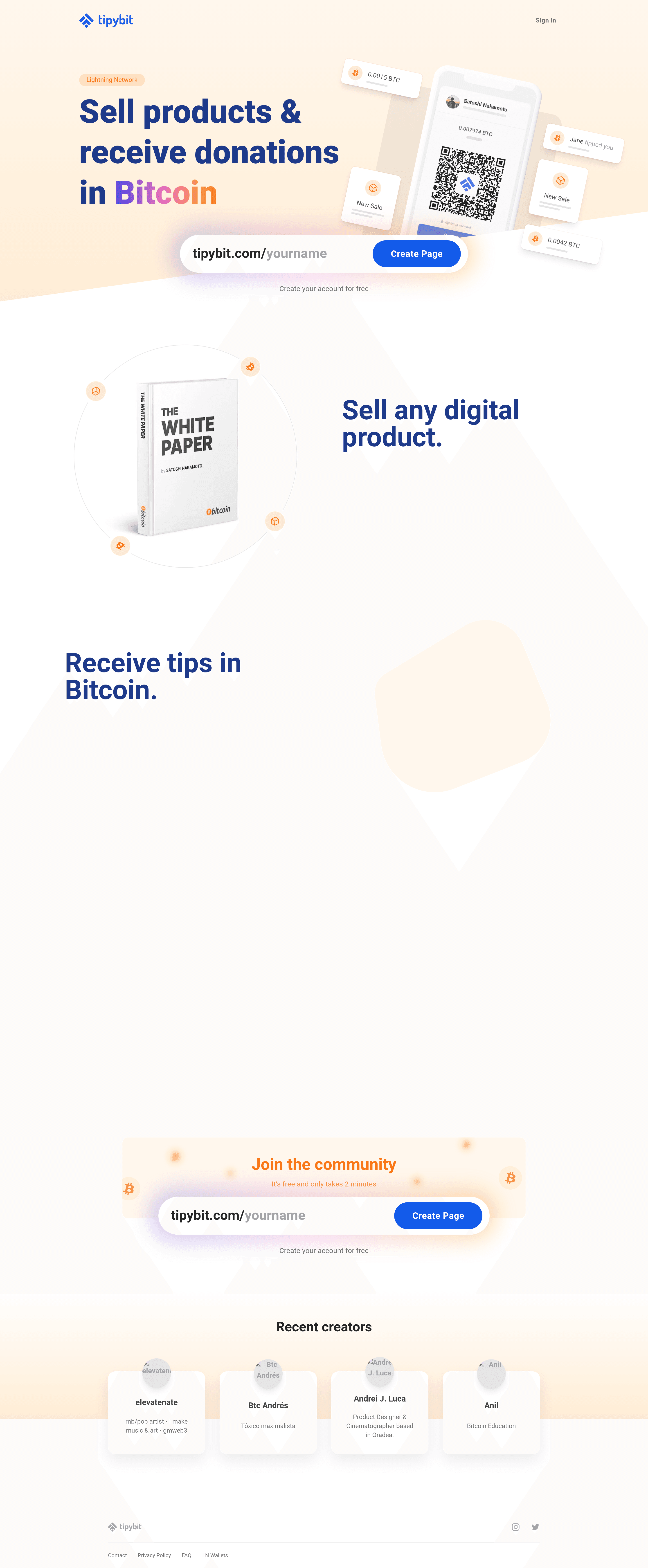 tipybit landing page screenshot