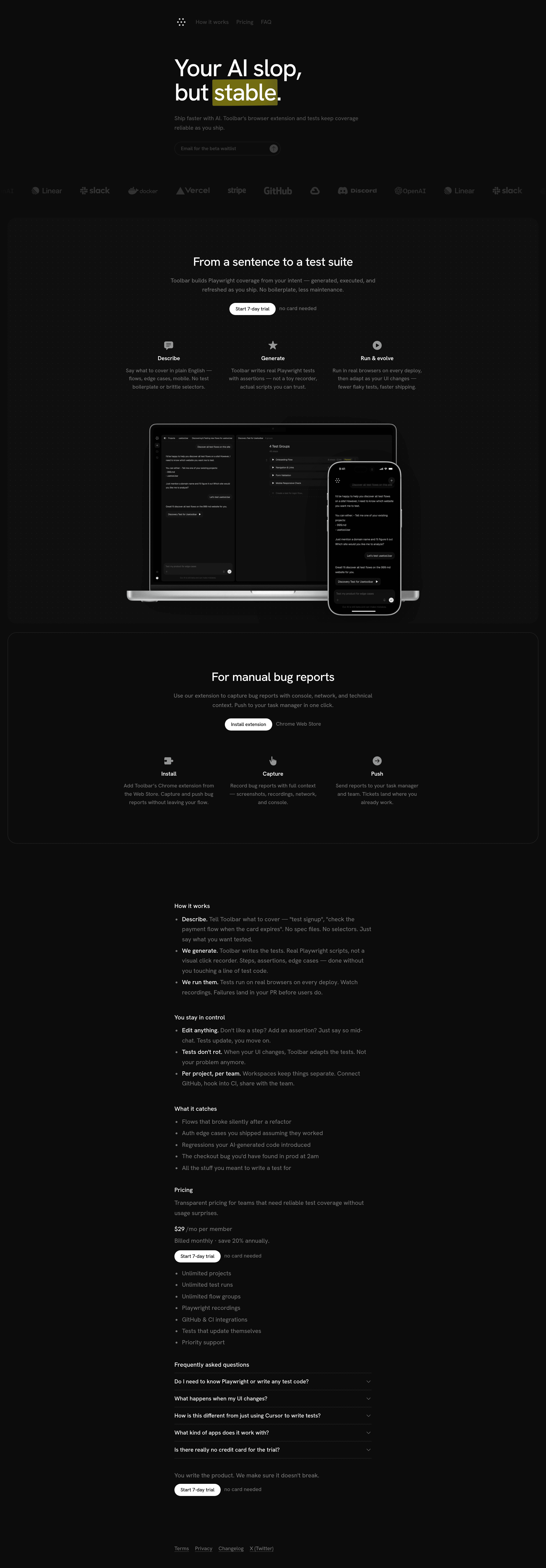 Toolbar landing page screenshot