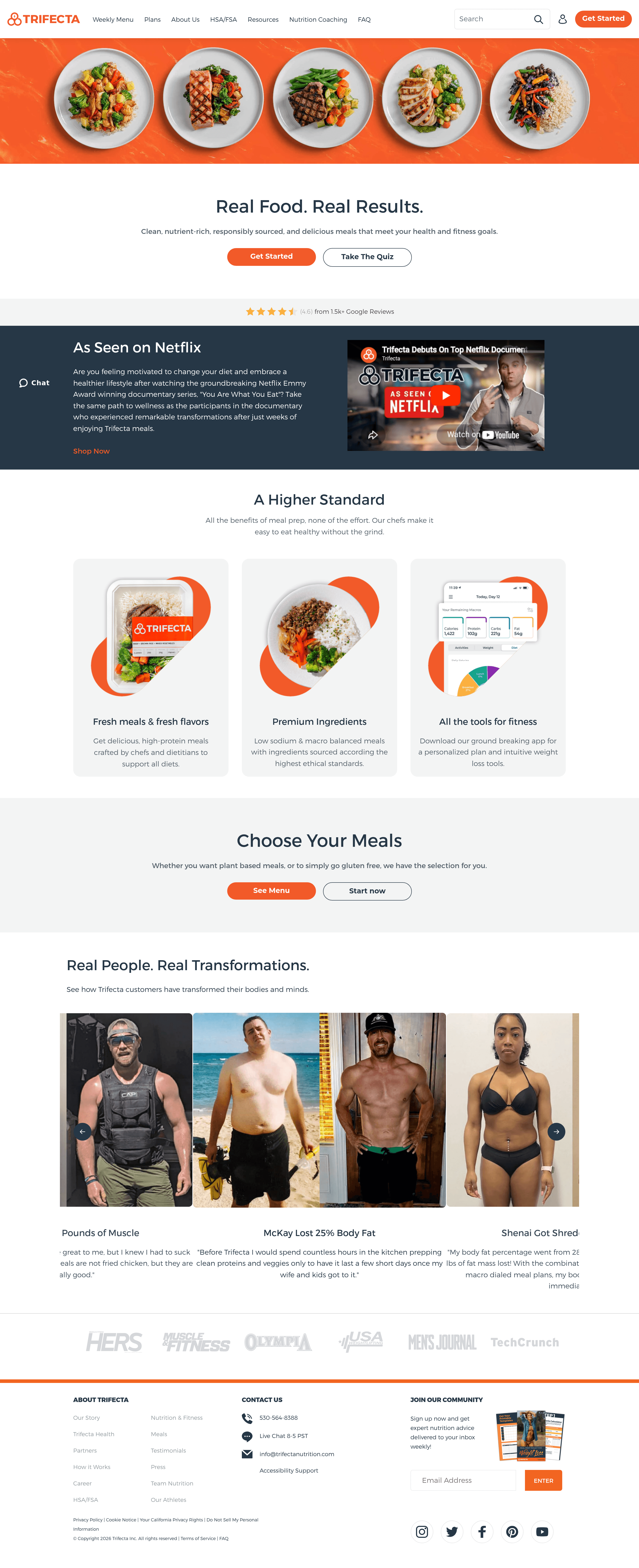 Trifectanutrition landing page screenshot