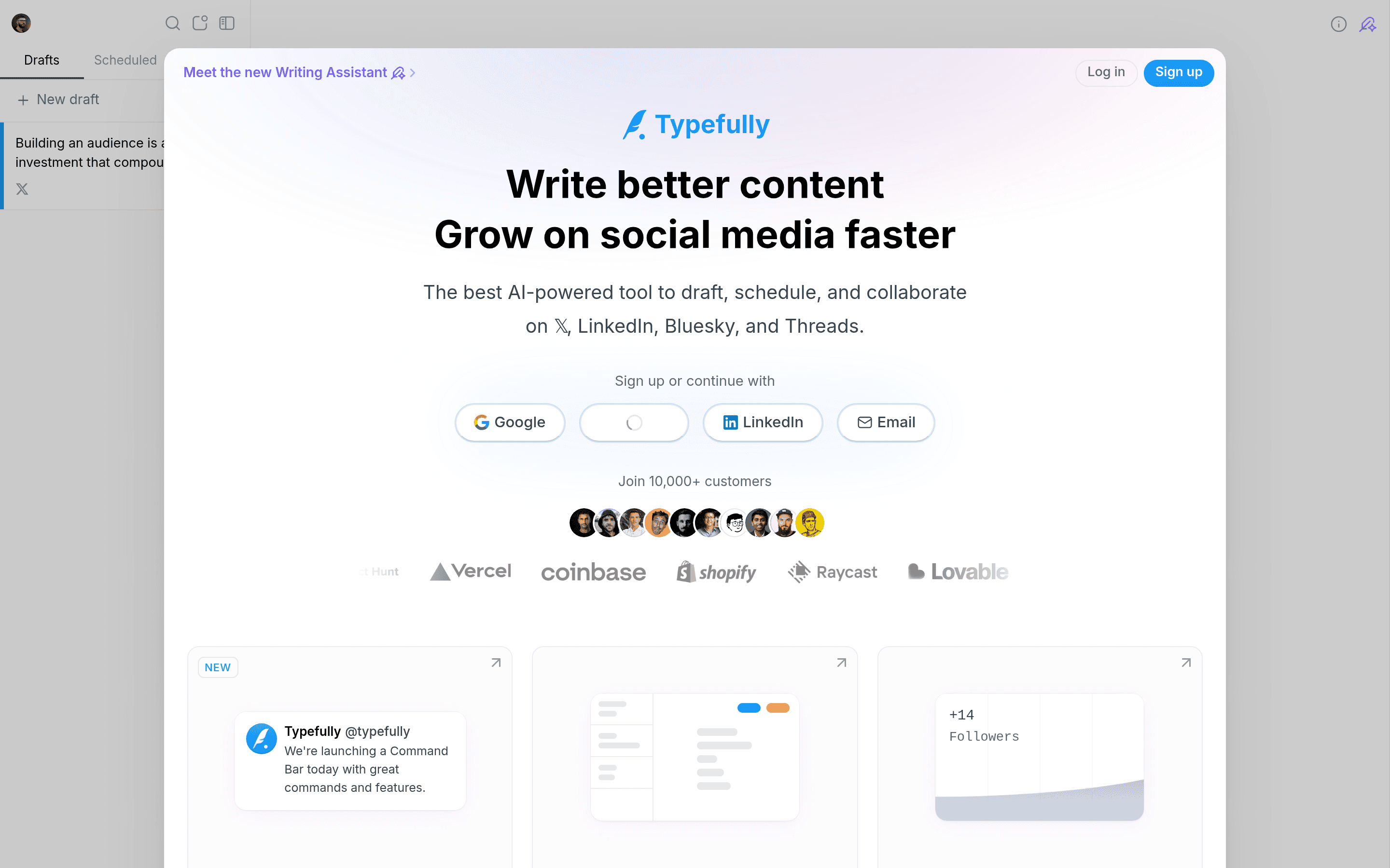 Typefully landing page screenshot