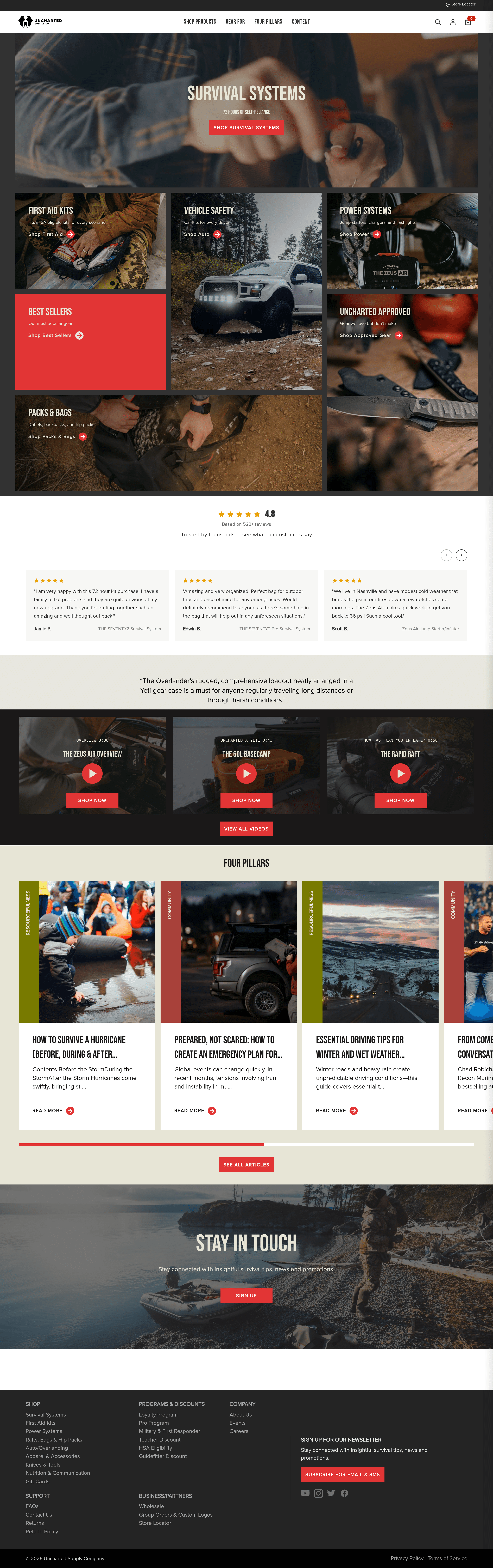 Unchartedsupplyco landing page screenshot
