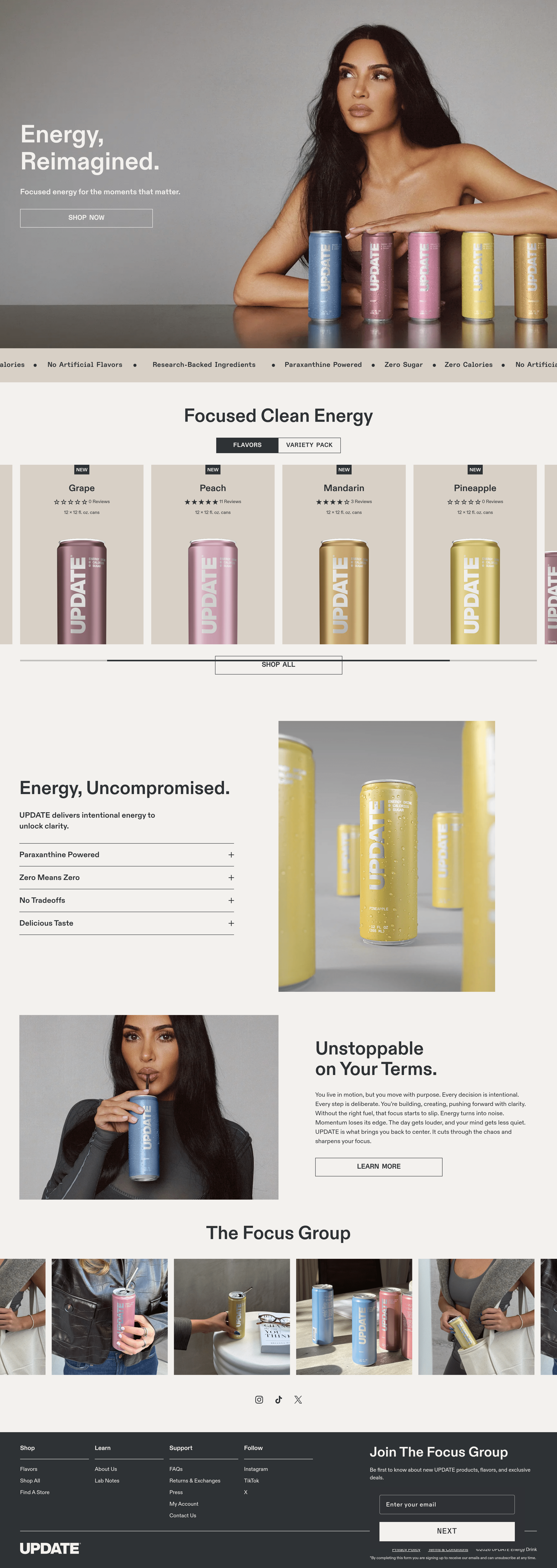 Update Energy Drink landing page screenshot