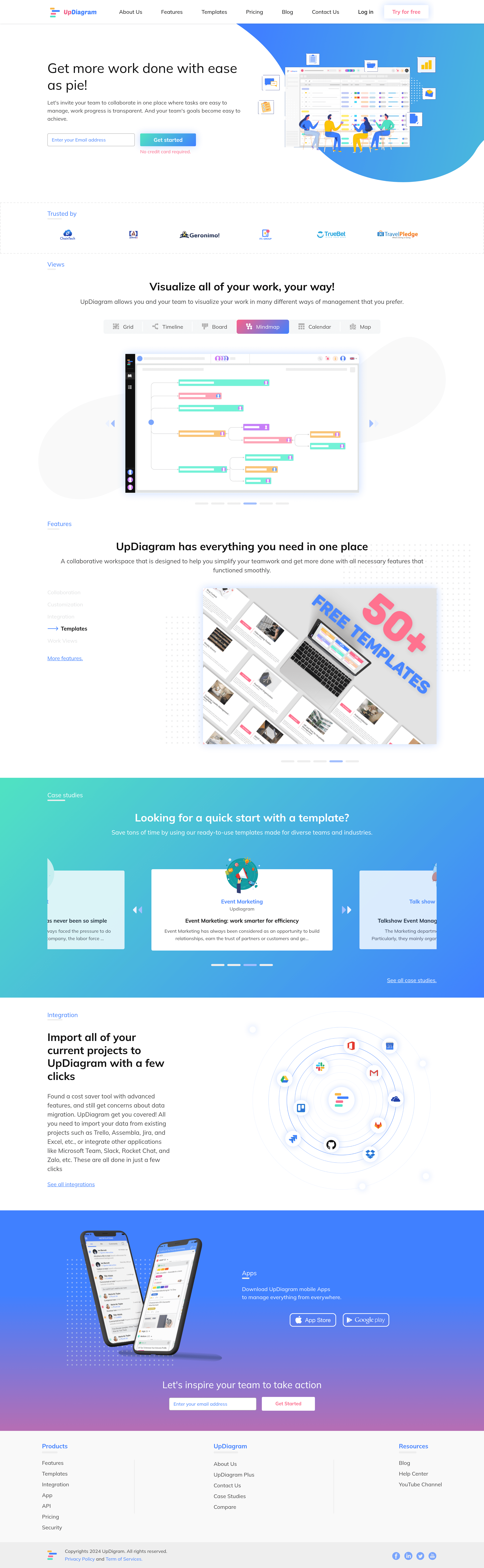 Updiagram landing page screenshot